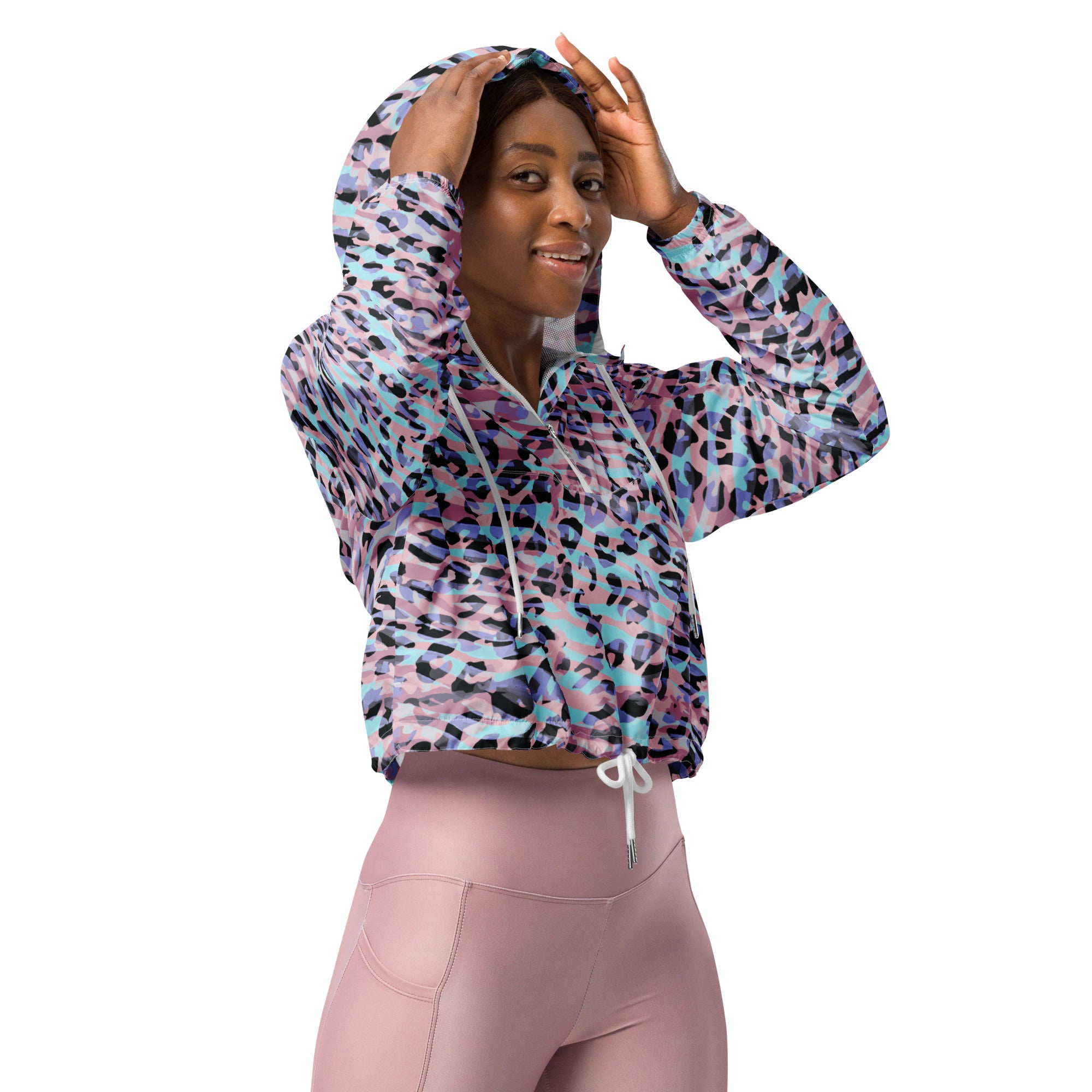 Women’s cropped windbreaker- Leopard Skin I