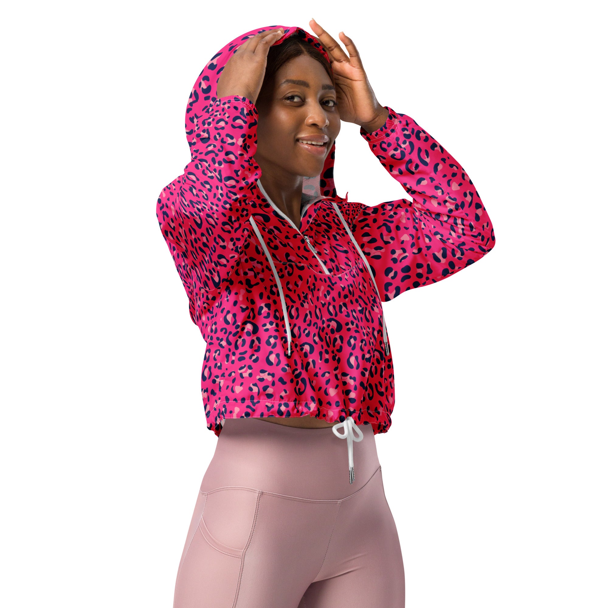 Women’s cropped windbreaker- Leopard Skin II