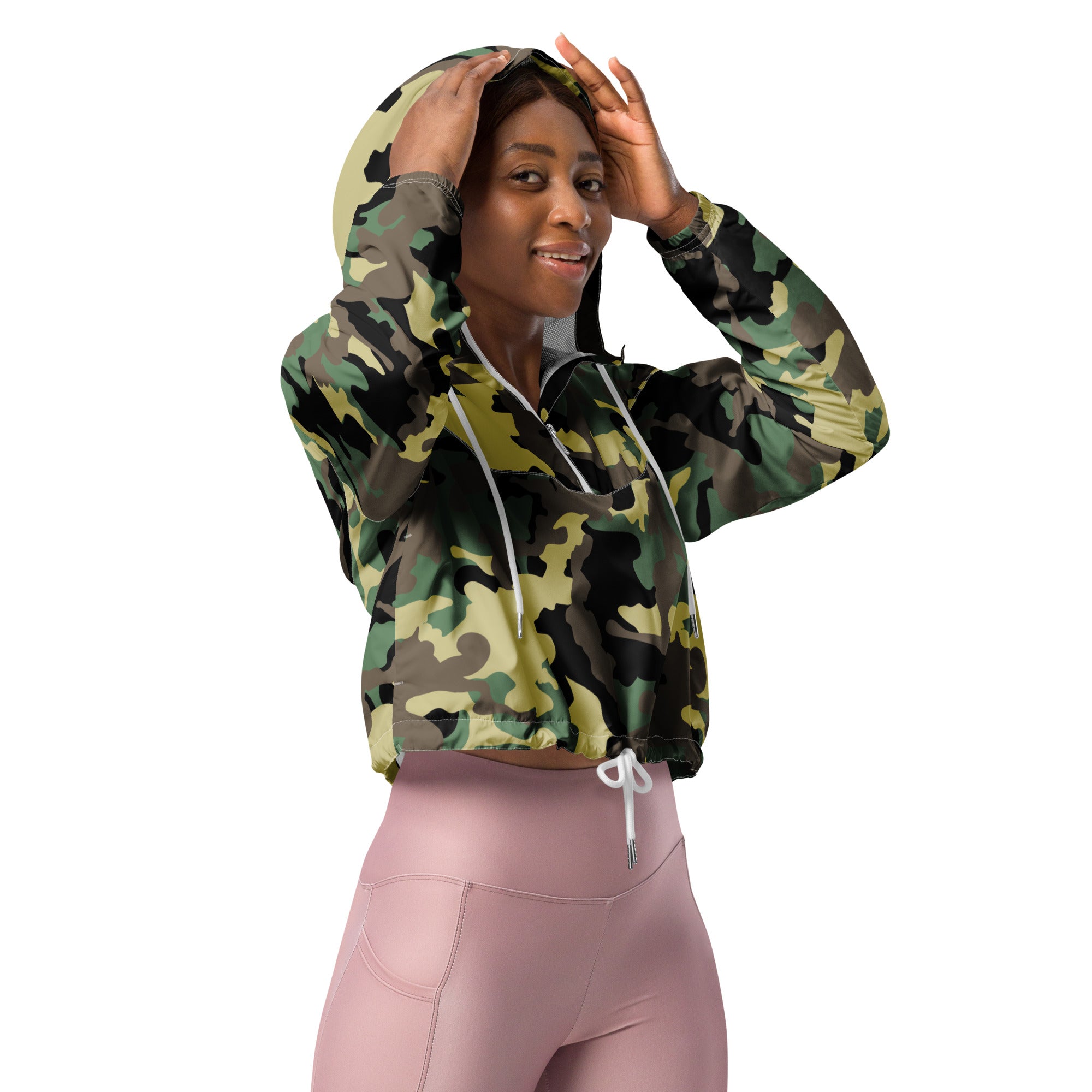 Women’s cropped windbreaker- Camo Green