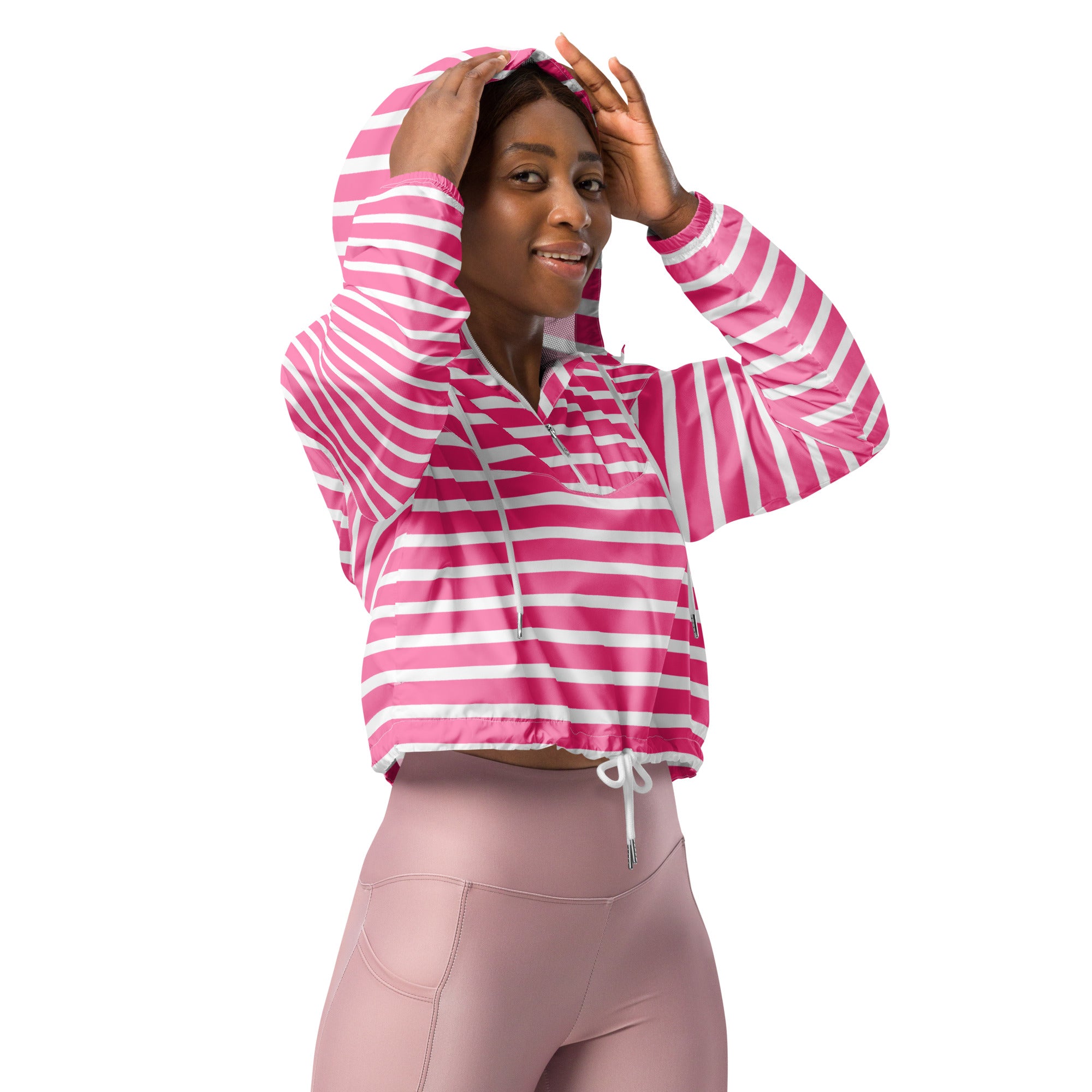 Women’s cropped windbreaker- Pink Stripes