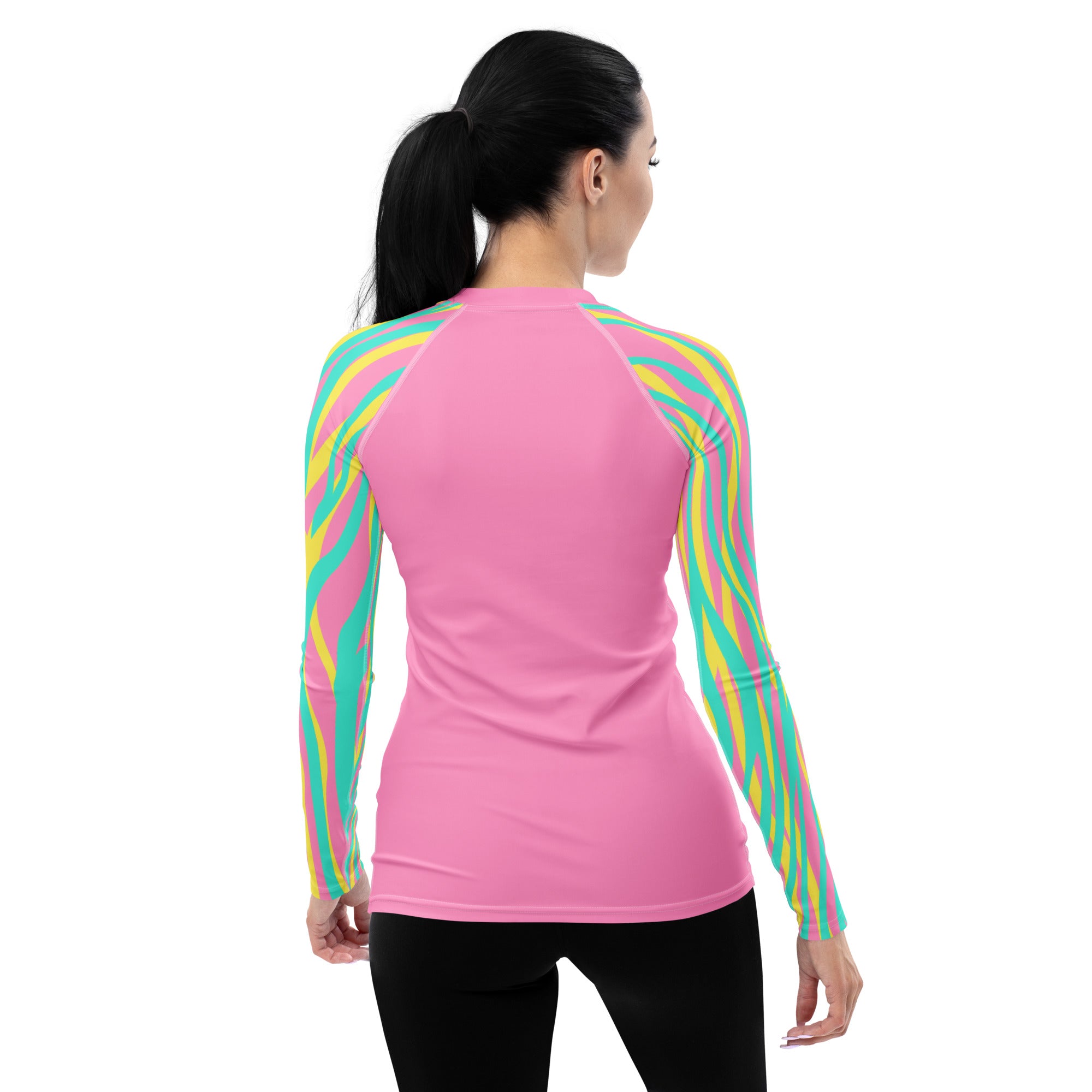 Women's Rash Guard- FUNKY ZEBRA Pink