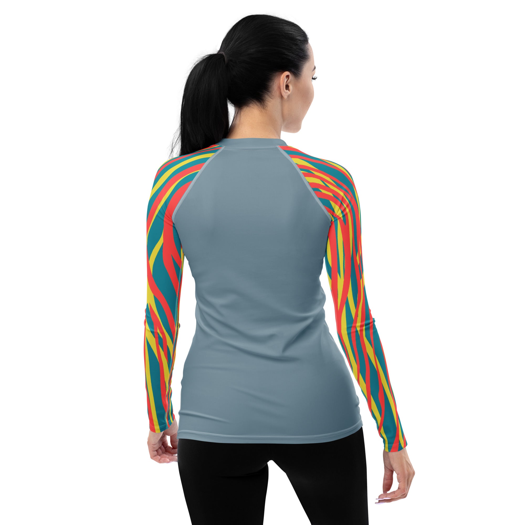 Women's Rash Guard- Funky Zebra Light grey