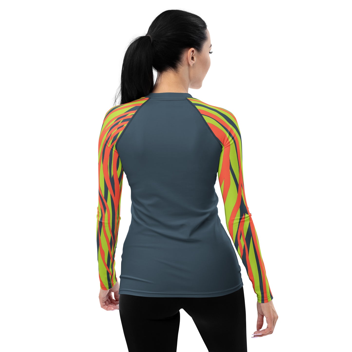 Women's Rash Guard- Funky Zebra Dark Grey