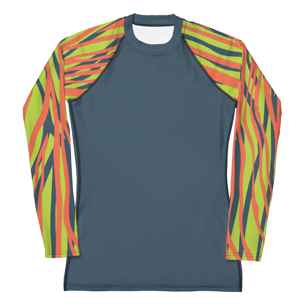 Women's Rash Guard- Funky Zebra Dark Grey