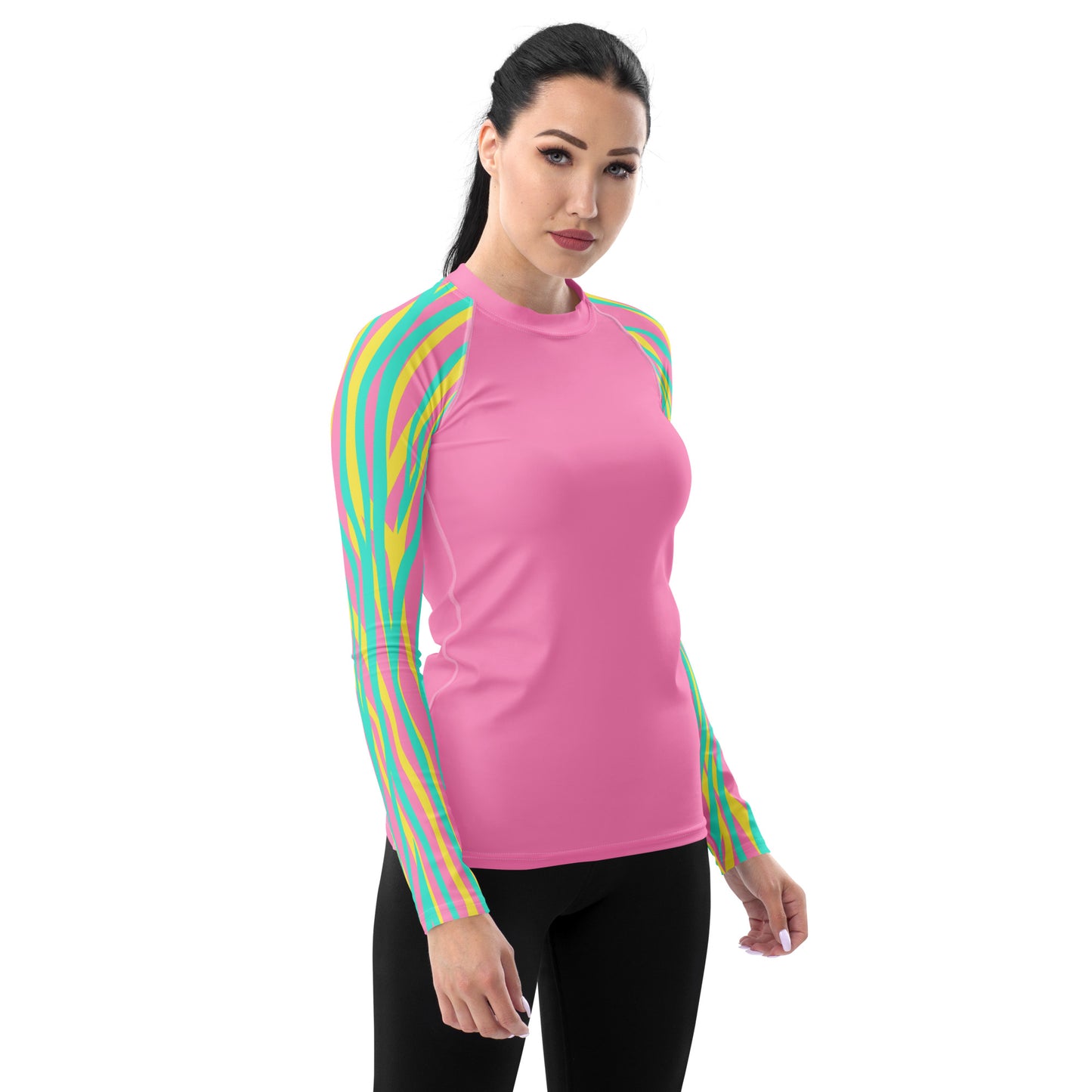 Women's Rash Guard- Funky Zebra Pink