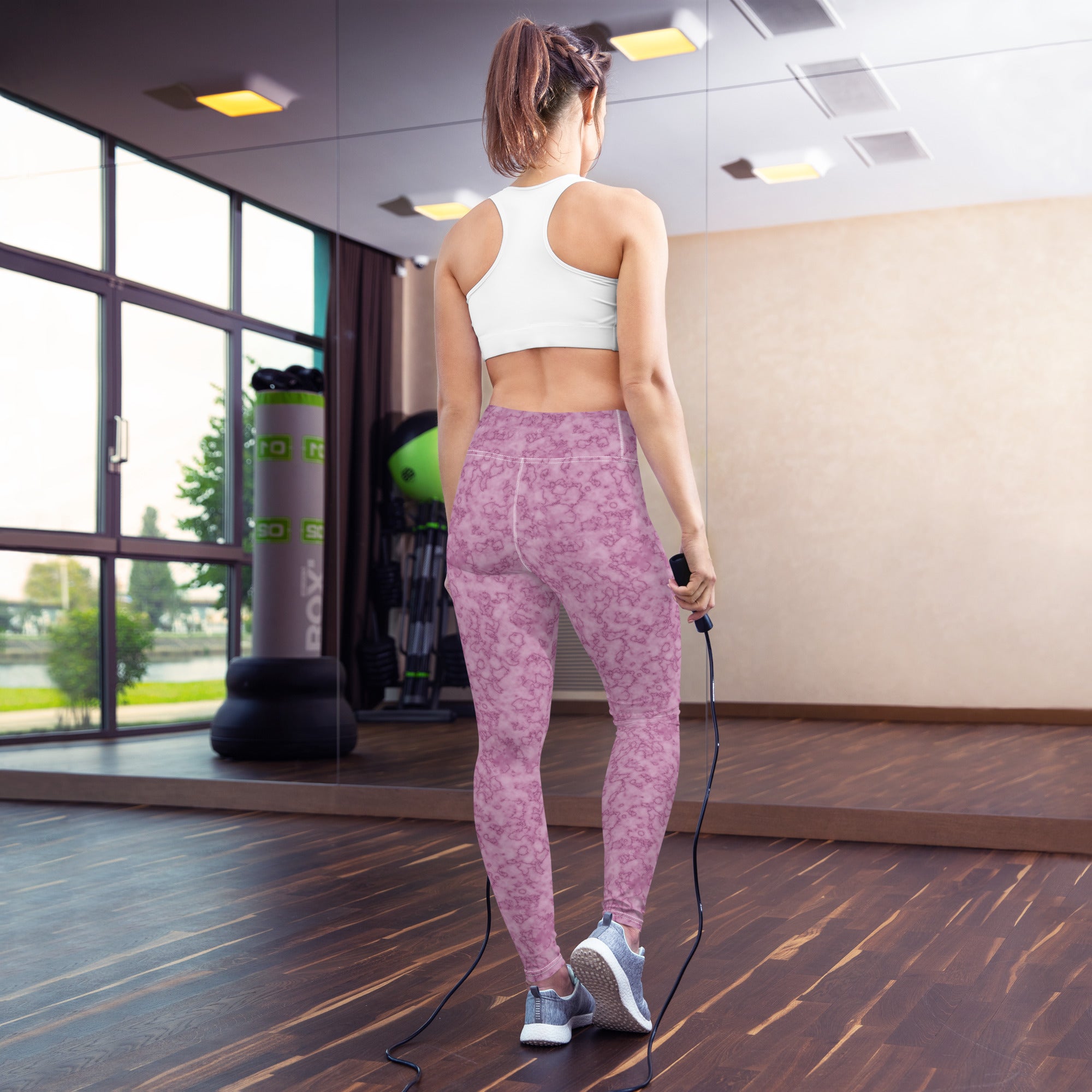 Yoga Leggings- Marble Dark pink