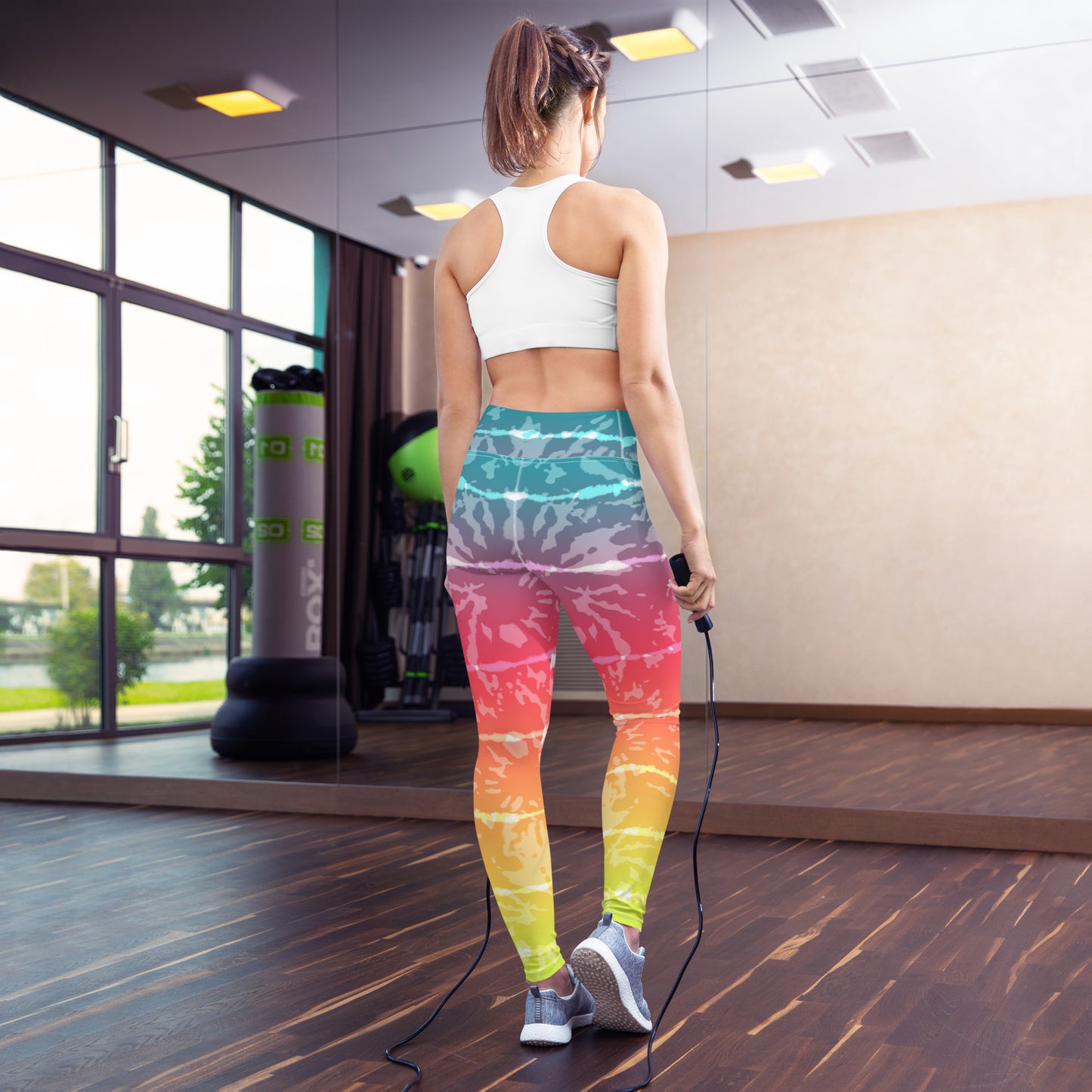 Yoga Leggings- Tie Dye Multicolour Stripes