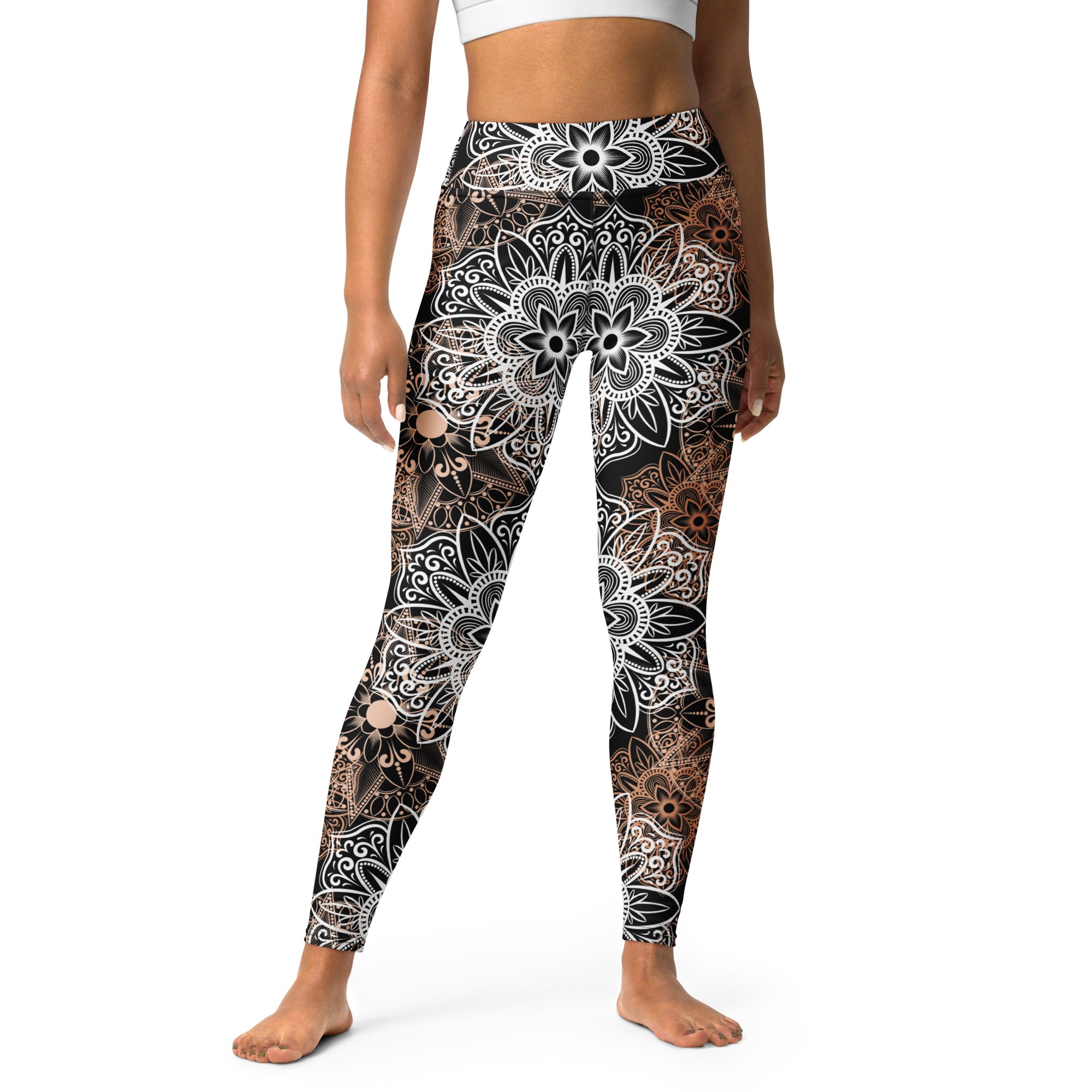 Yoga Leggings- Mandala Brown and Black