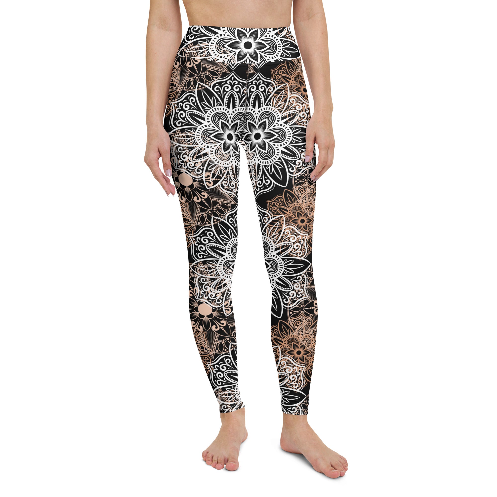 Yoga Leggings- Mandala Brown and Black