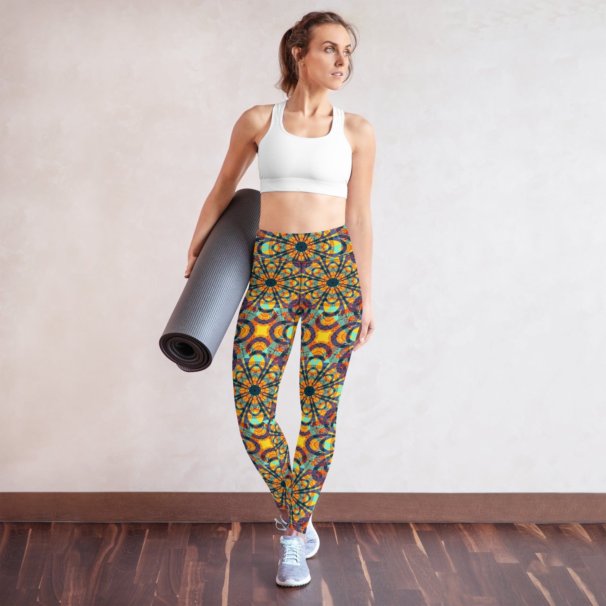 Yoga Leggings- Floral Kaleidoscope Multicolour