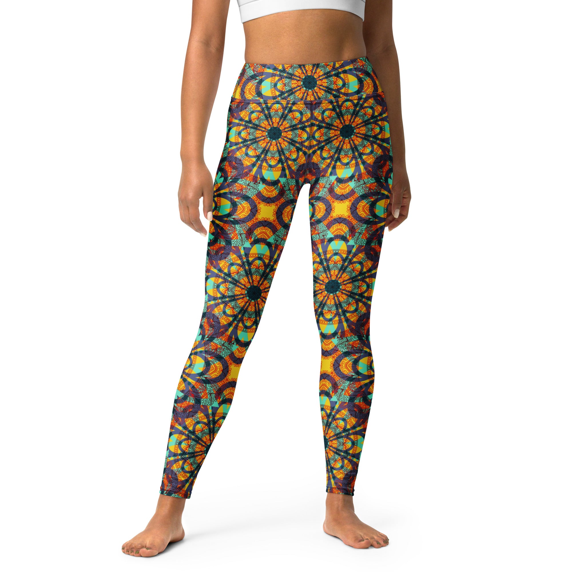 Yoga Leggings- Floral Kaleidoscope Multicolour