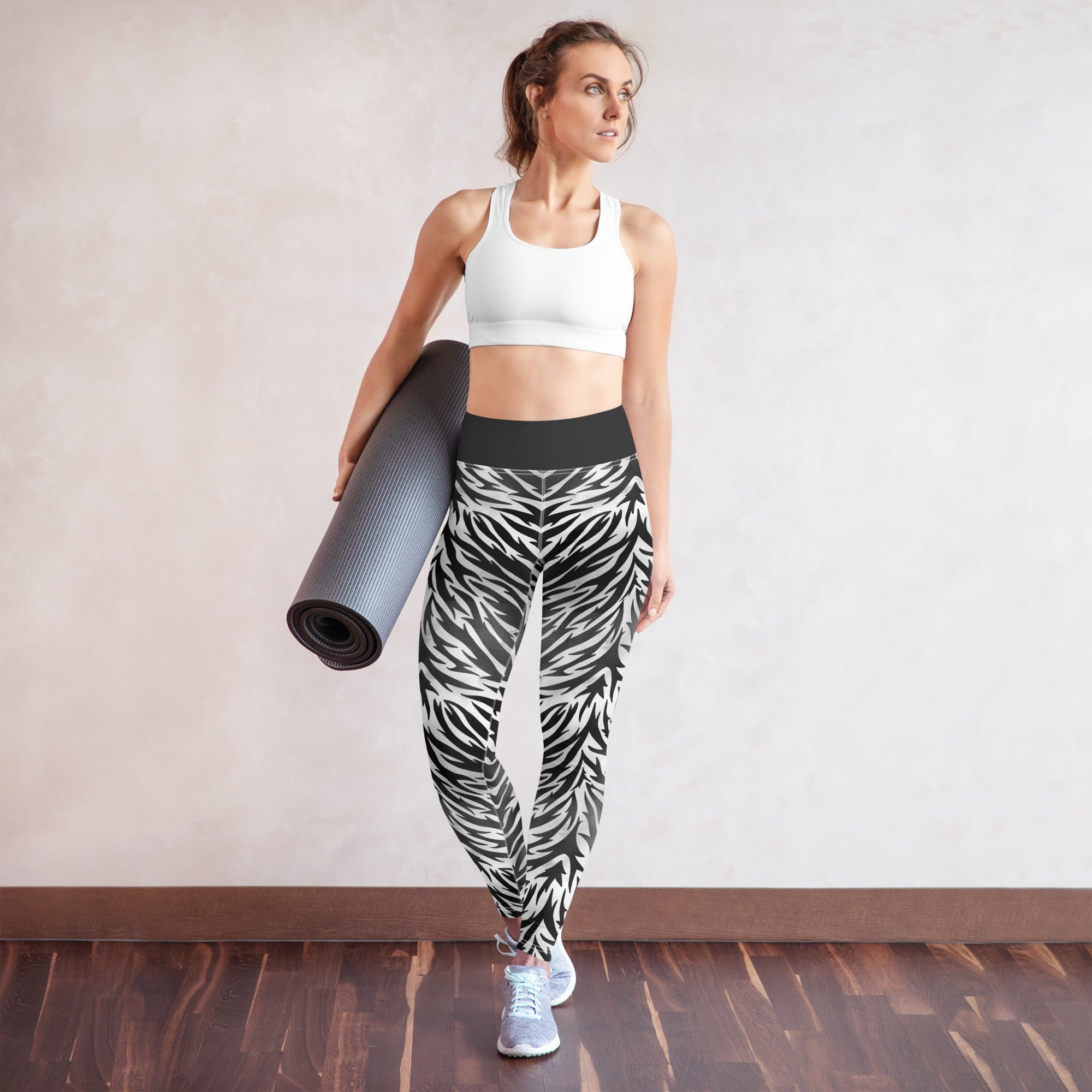 Yoga Leggings- Zebra print Black and White