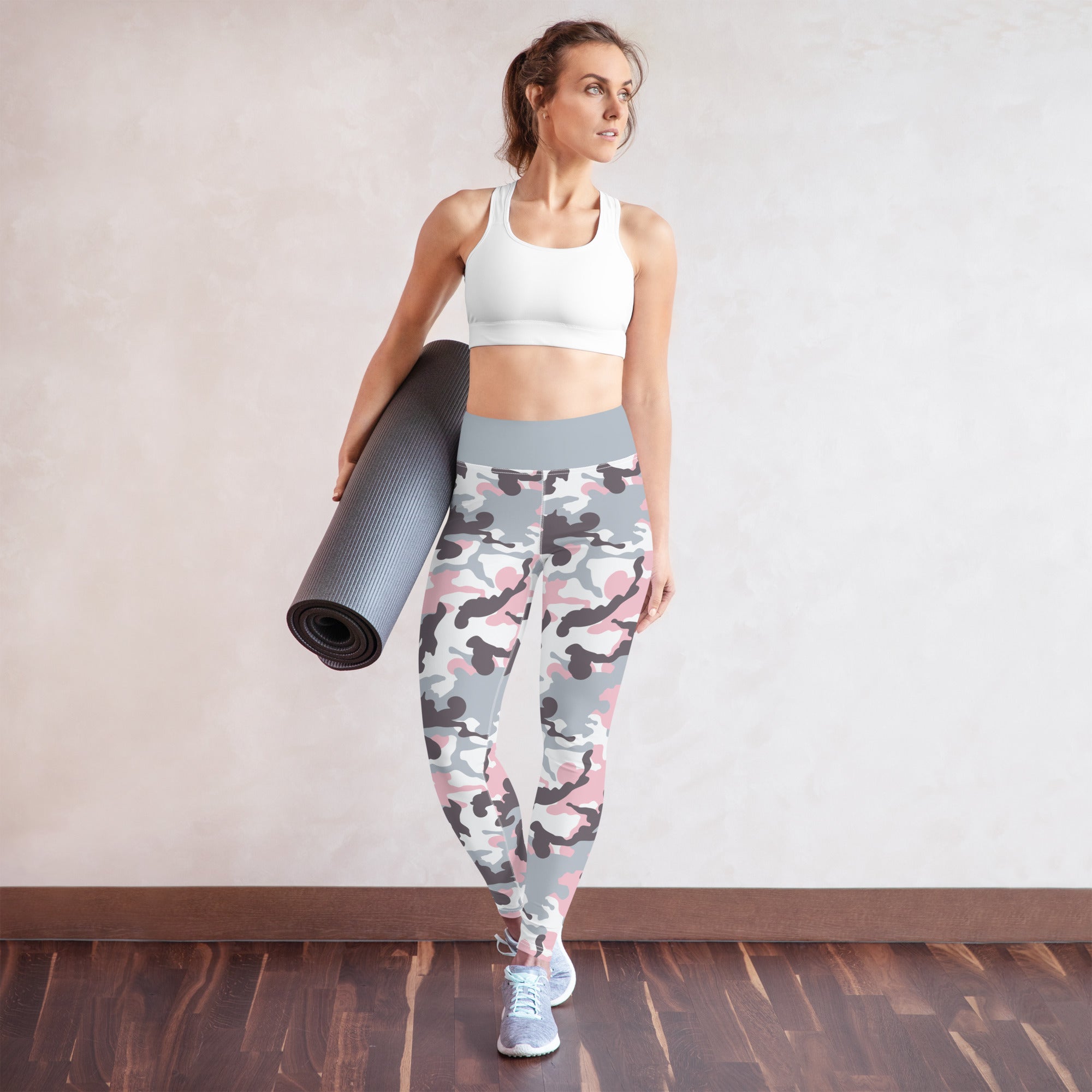 Yoga Leggings- Camo Pink and grey