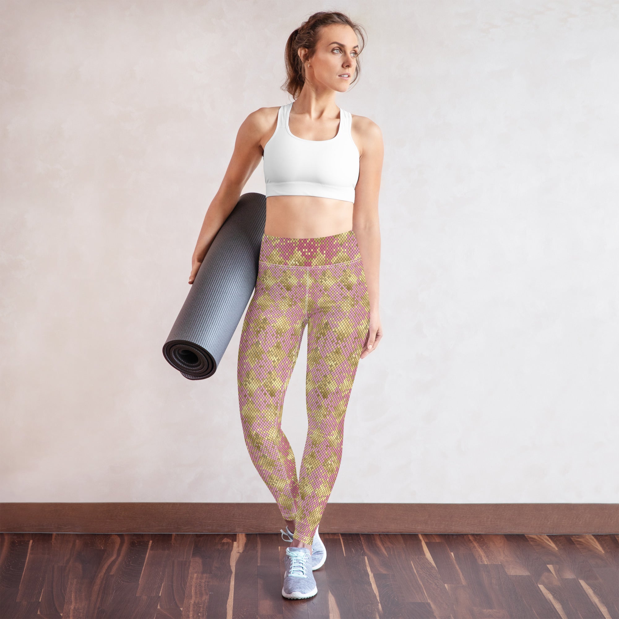 Yoga Leggings- Snake Print Gold and Pink