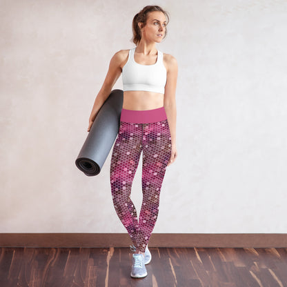 Yoga Leggings- Honeycomb Red