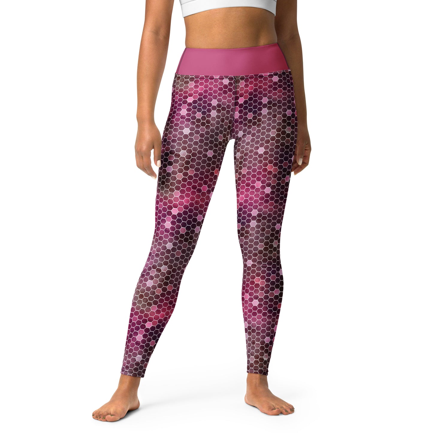 Yoga Leggings- Honeycomb Red