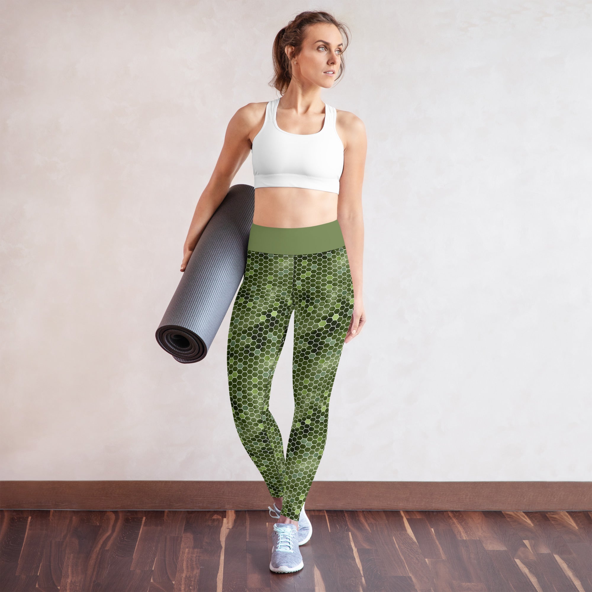 Yoga Leggings- Honeycomb Green