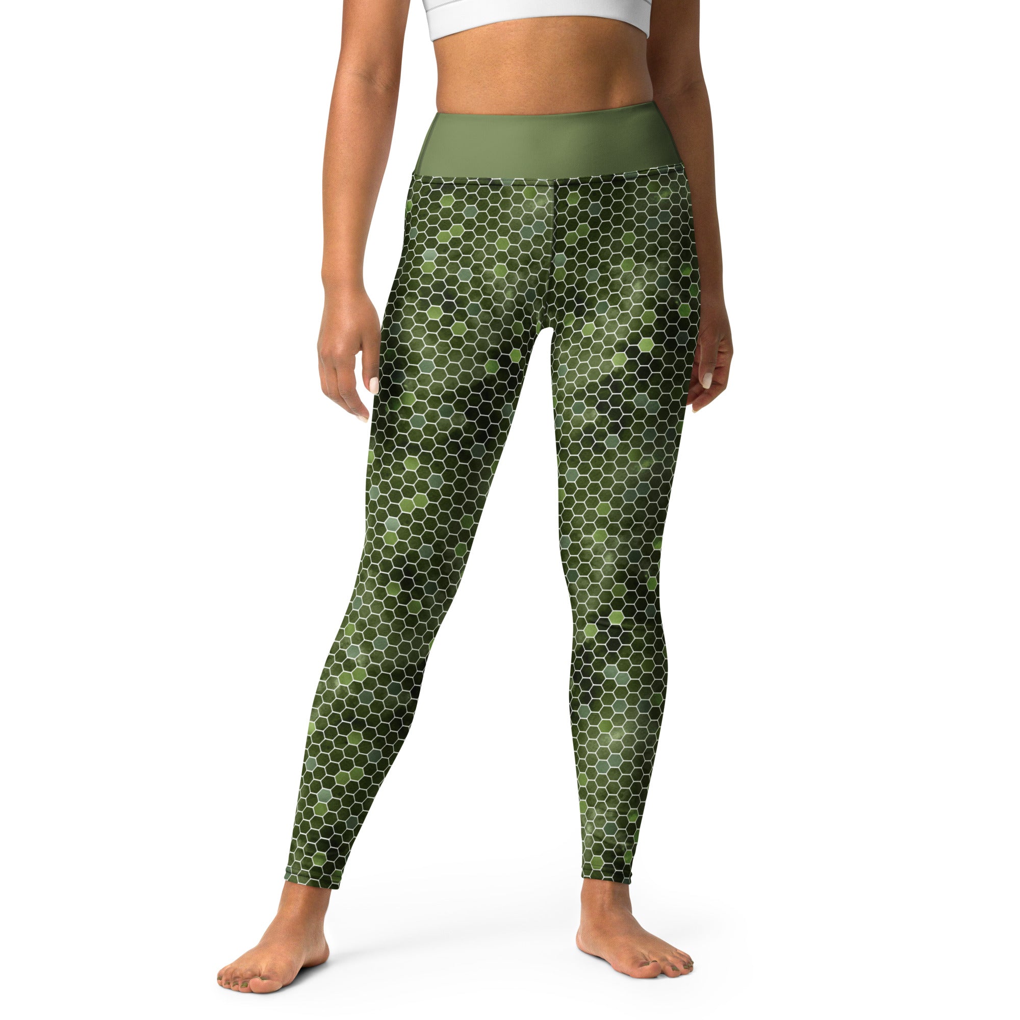 Yoga Leggings- Honeycomb Green