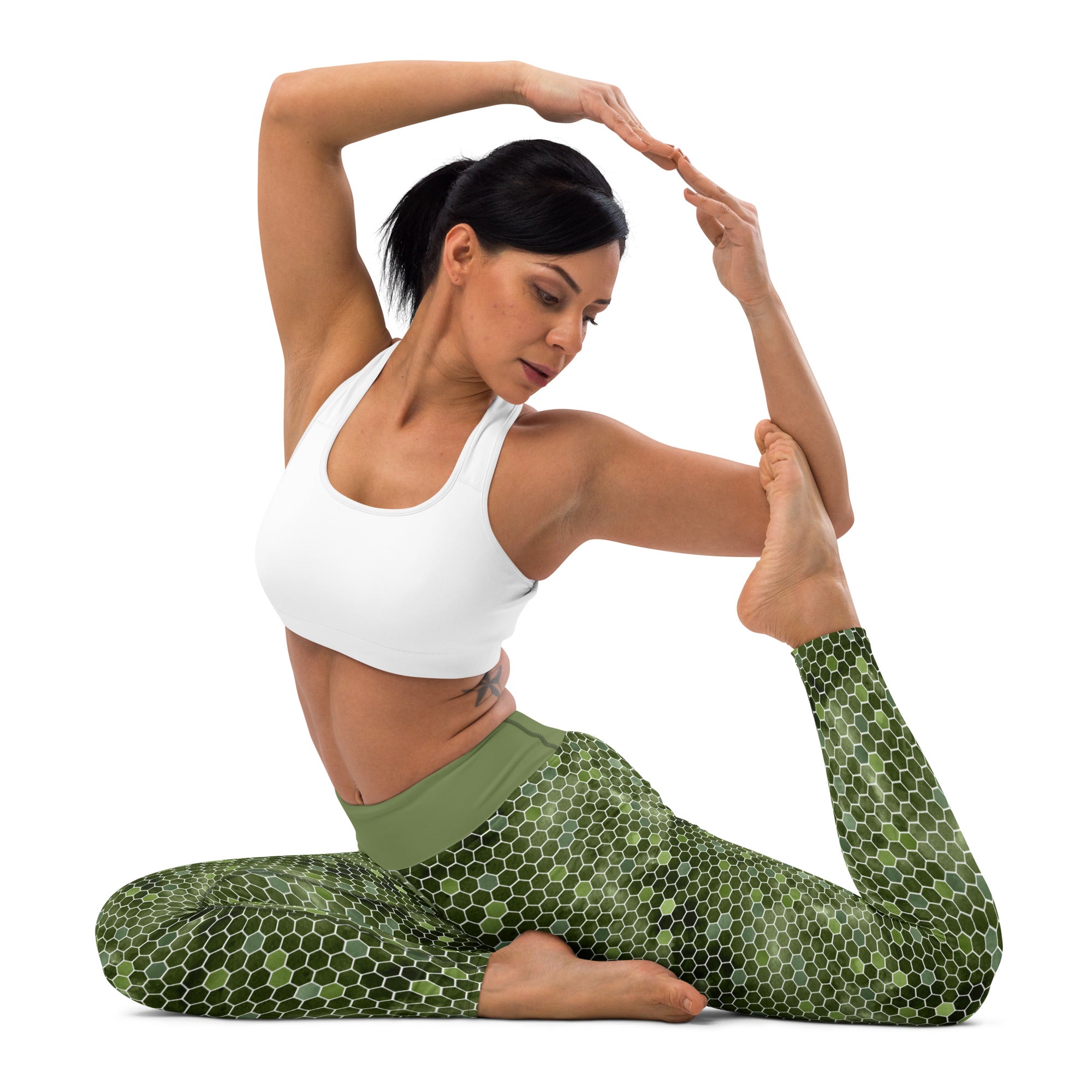 Yoga Leggings- Honeycomb Green