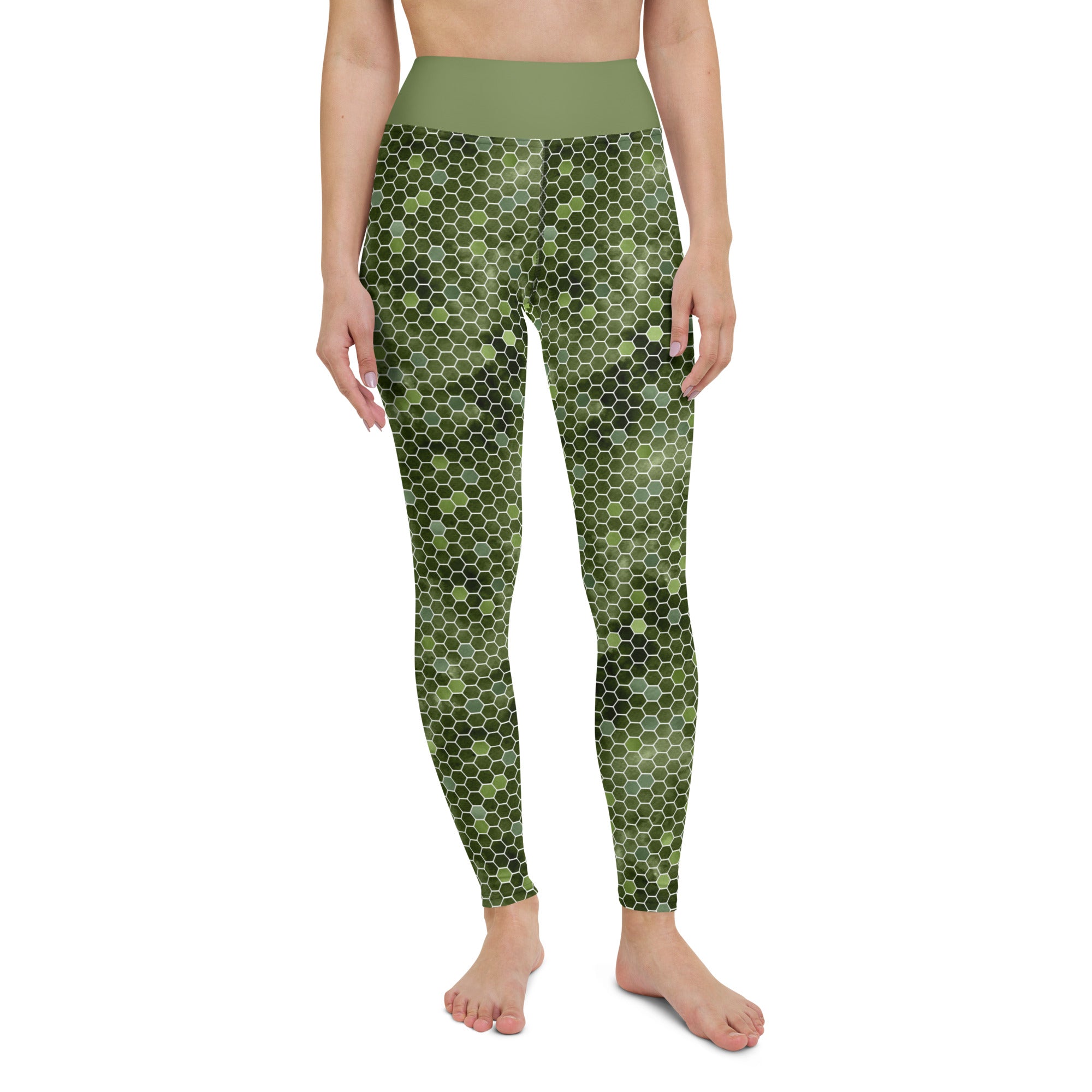 Yoga Leggings- Honeycomb Green