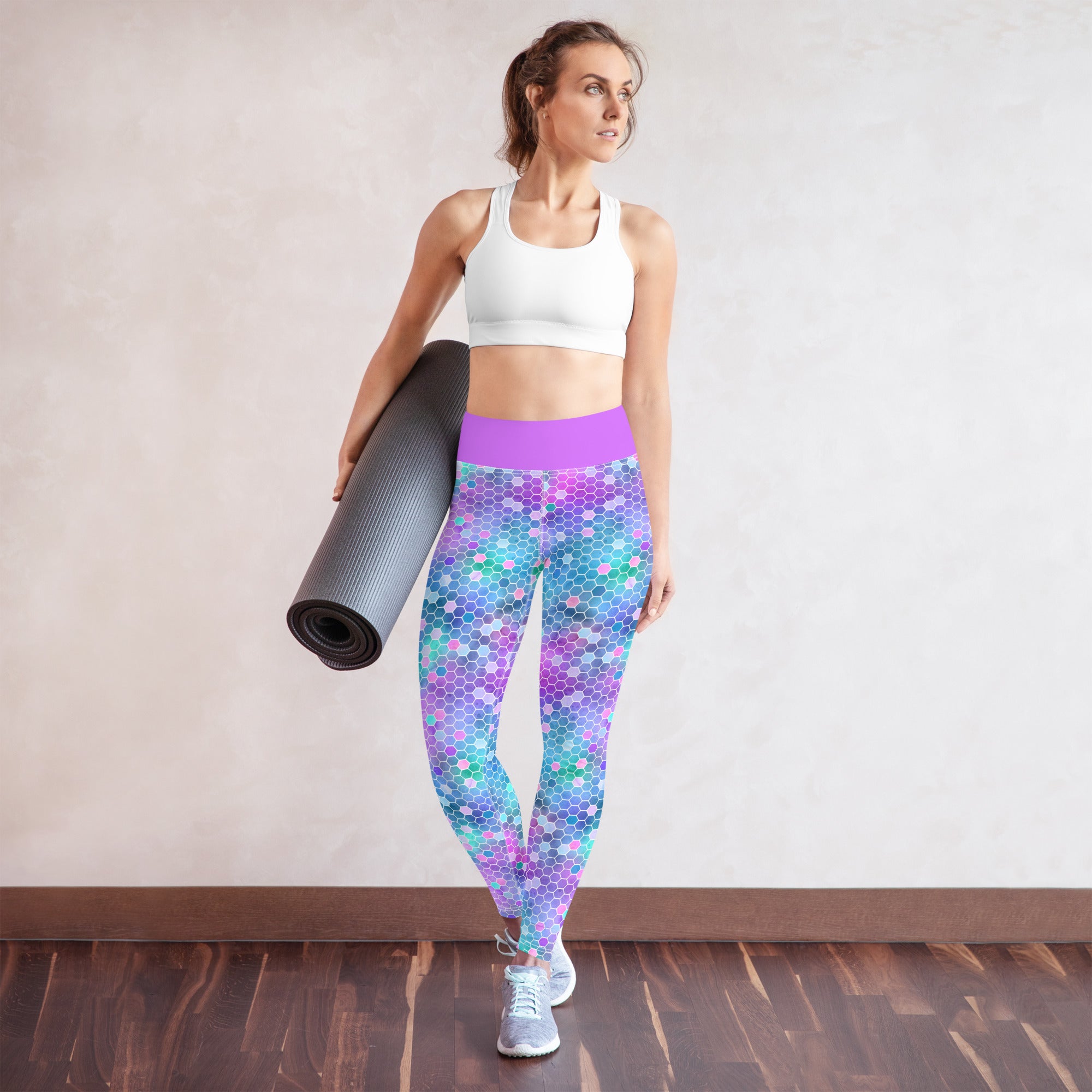 Yoga Leggings- Honeycomb Pink and Purple