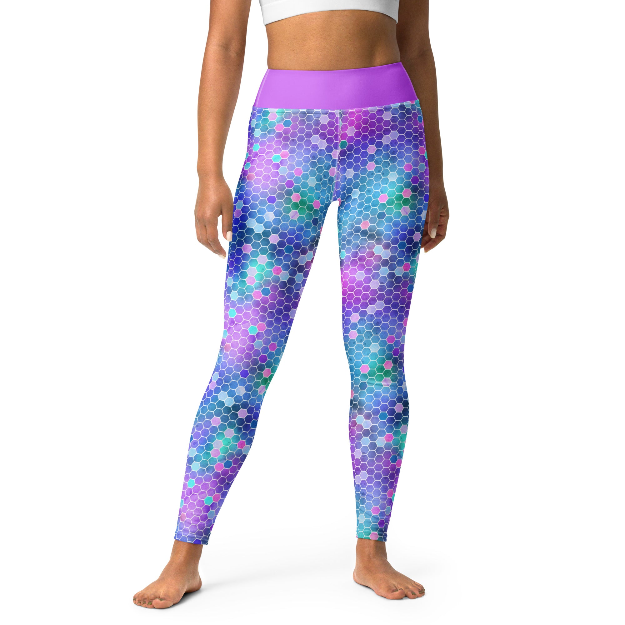 Yoga Leggings- Honeycomb Pink and Purple