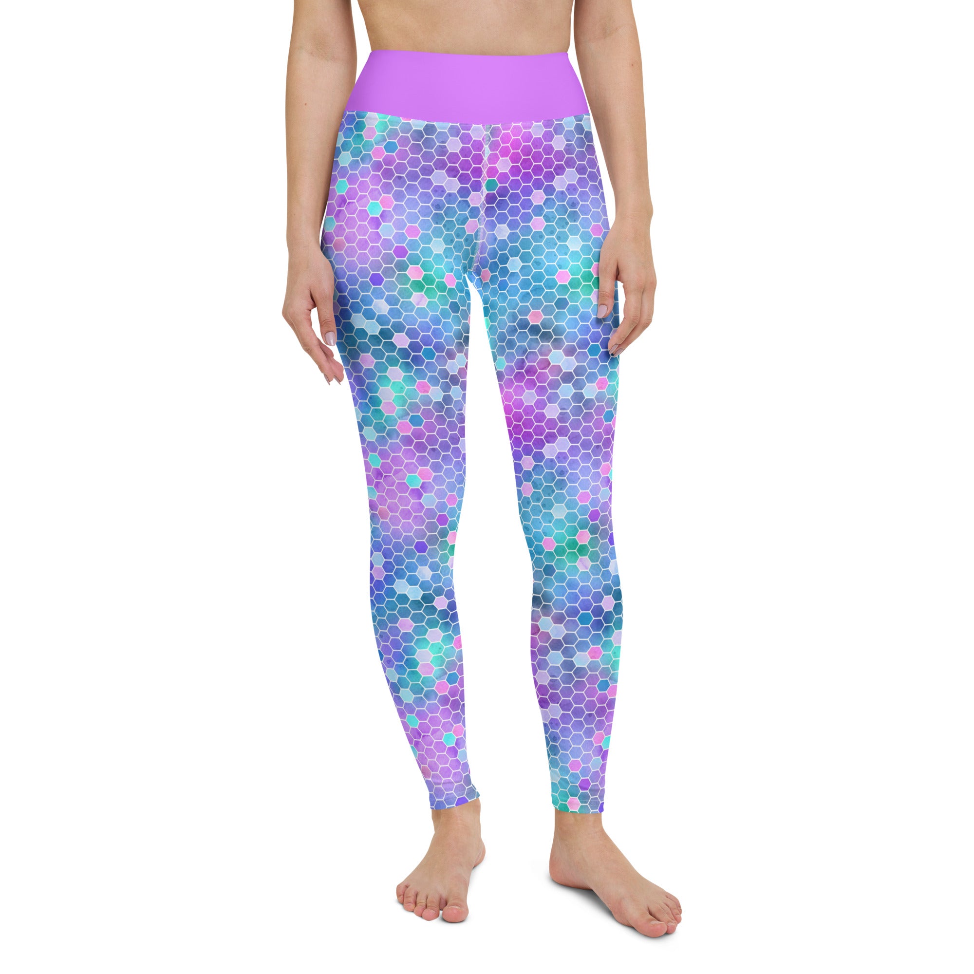 Yoga Leggings- Honeycomb Pink and Purple