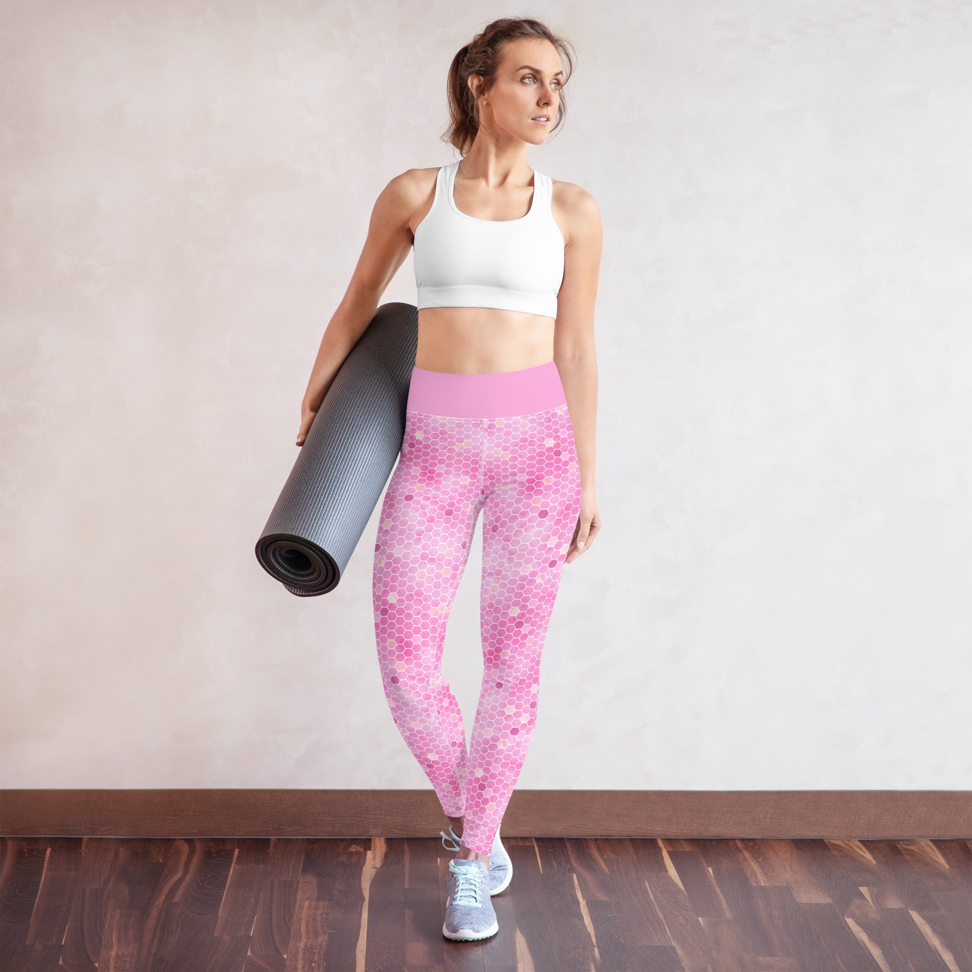 Yoga Leggings- Honeycomb Pink