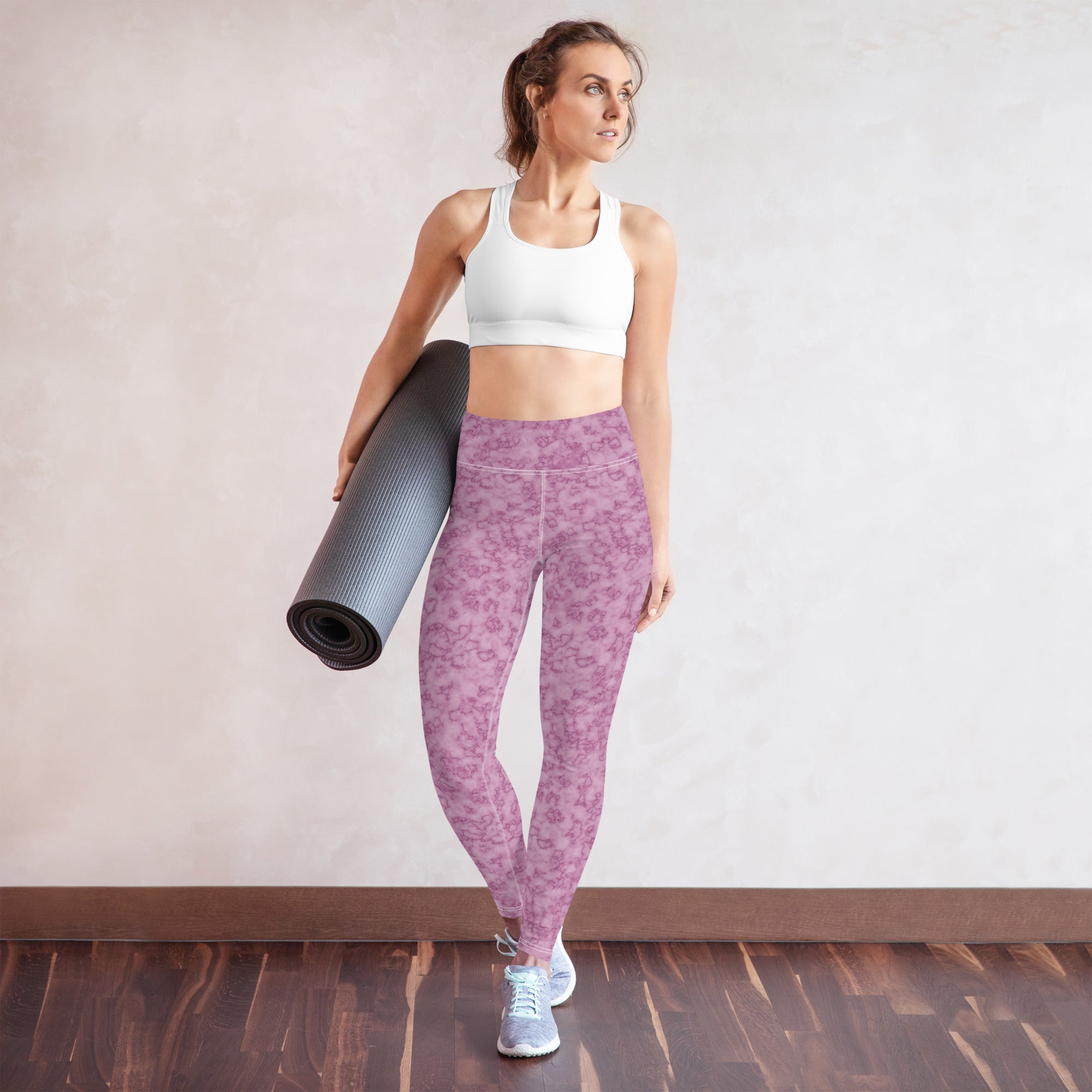 Yoga Leggings- Marble Dark pink