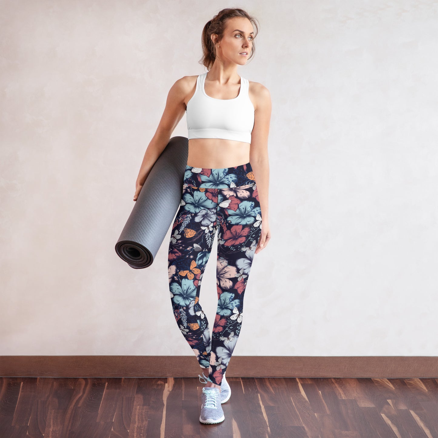 Yoga Leggings- Butterfly garden Vintage Style