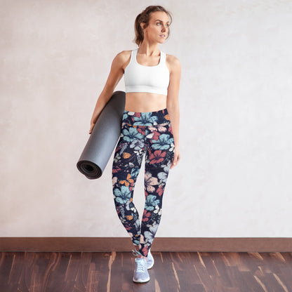 Yoga Leggings- Butterfly garden Vintage Style