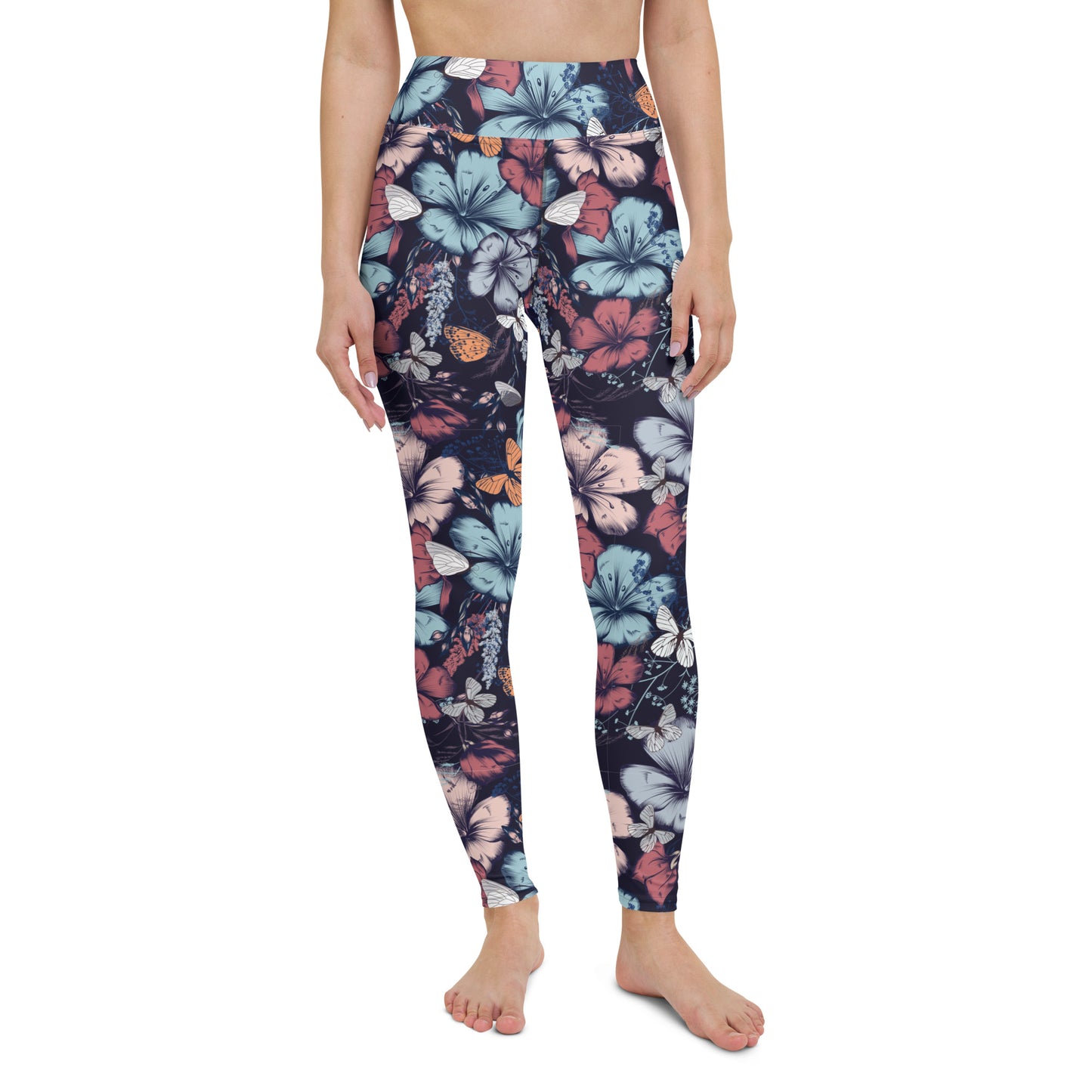 Yoga Leggings- Butterfly garden Vintage Style