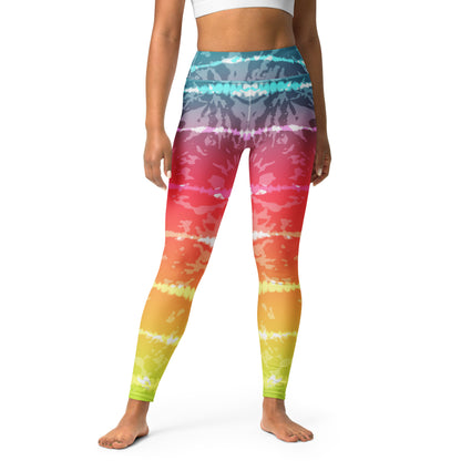 Yoga Leggings- Tie Dye Multicolour Stripes