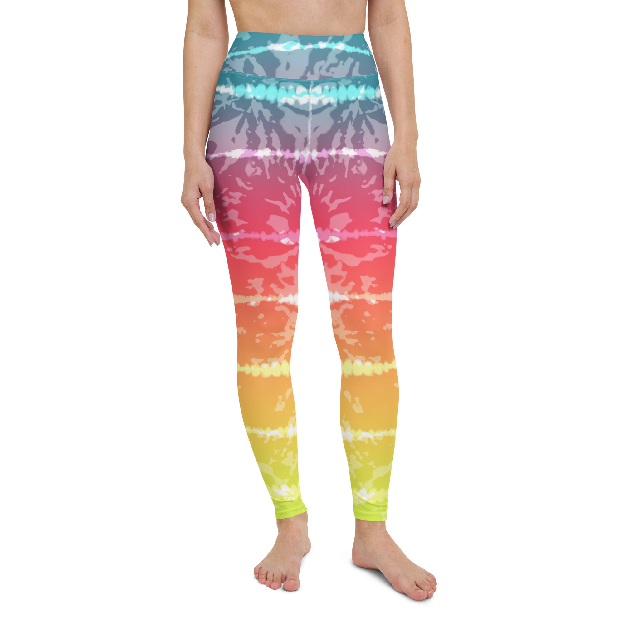Yoga Leggings- Tie Dye Multicolour Stripes