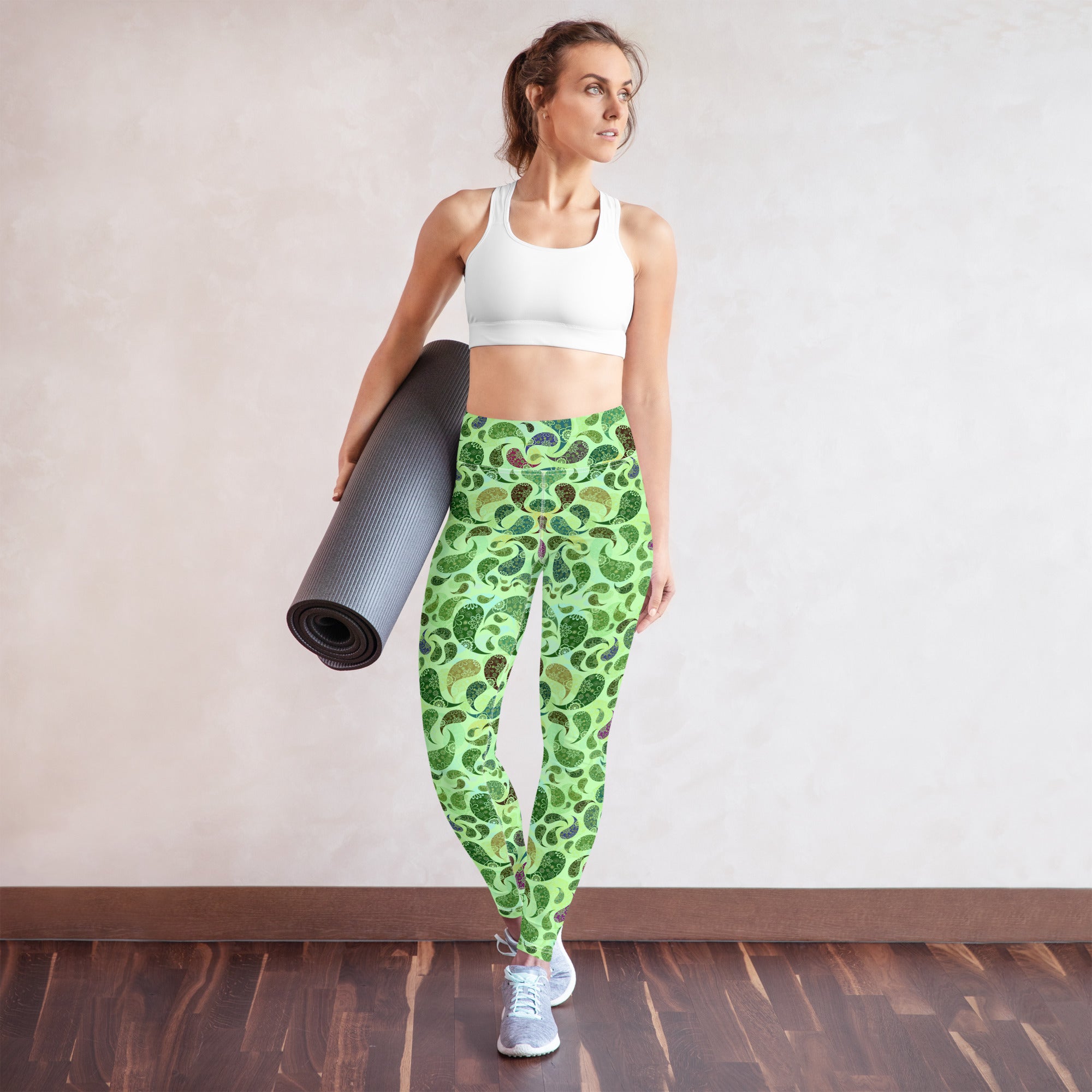 Yoga Leggings- Paisley Green