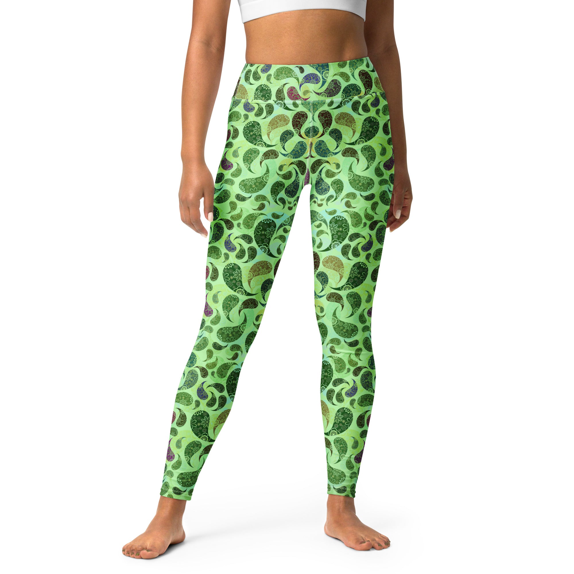 Yoga Leggings- Paisley Green