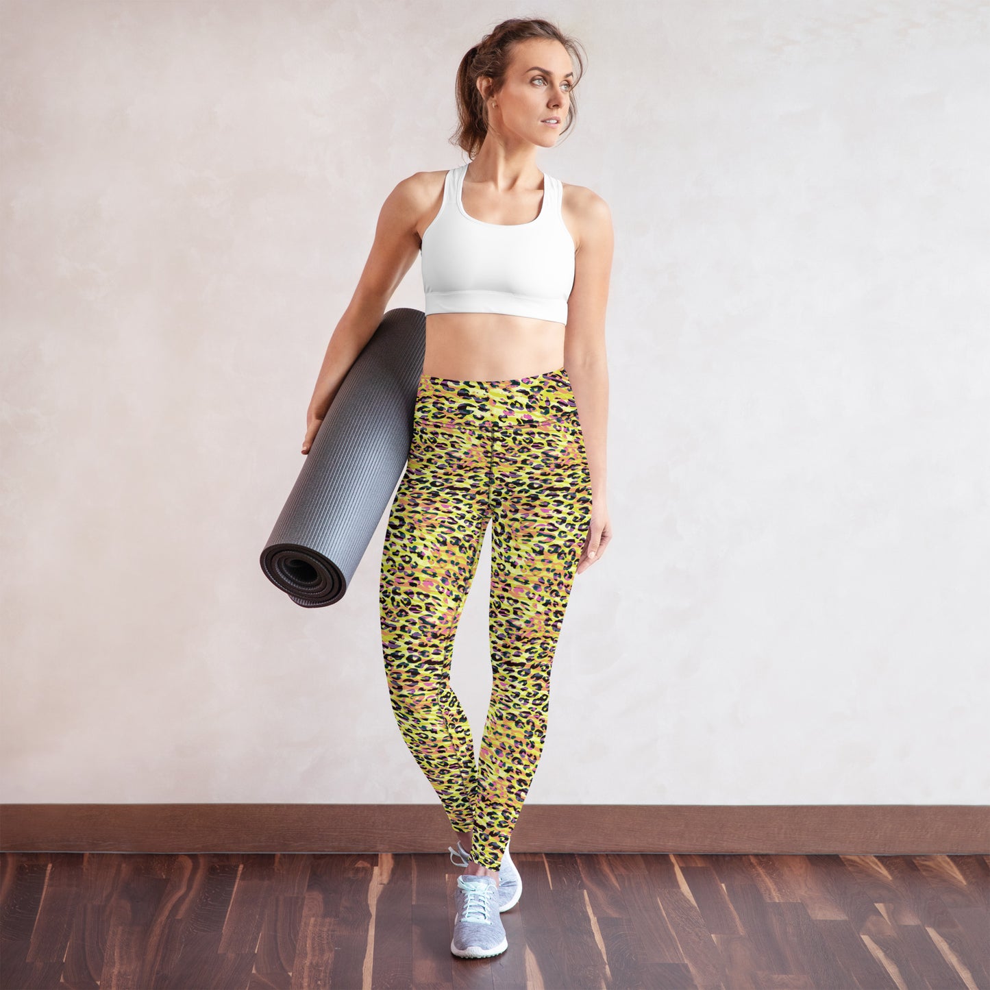 Yoga Leggings-  Zebra and Leopard Print Yellow with Orange