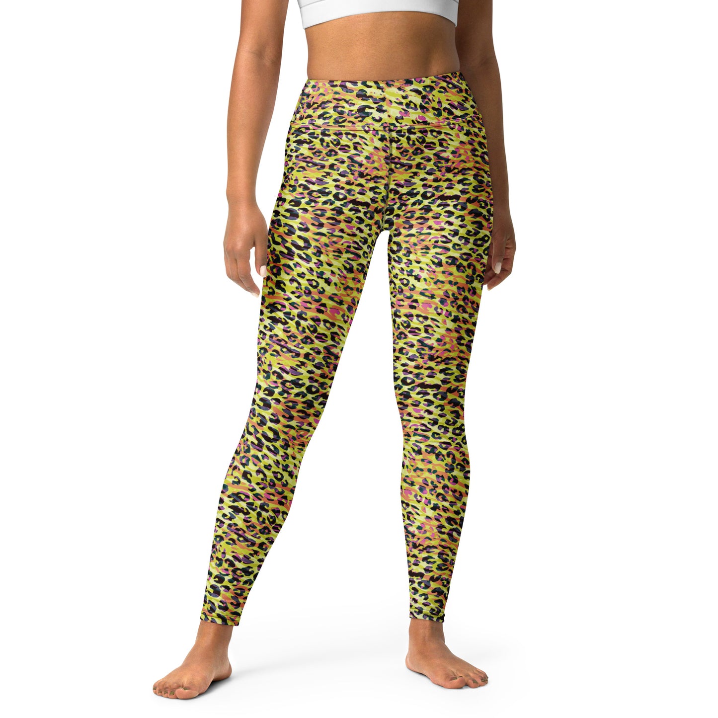 Yoga Leggings-  Zebra and Leopard Print Yellow with Orange