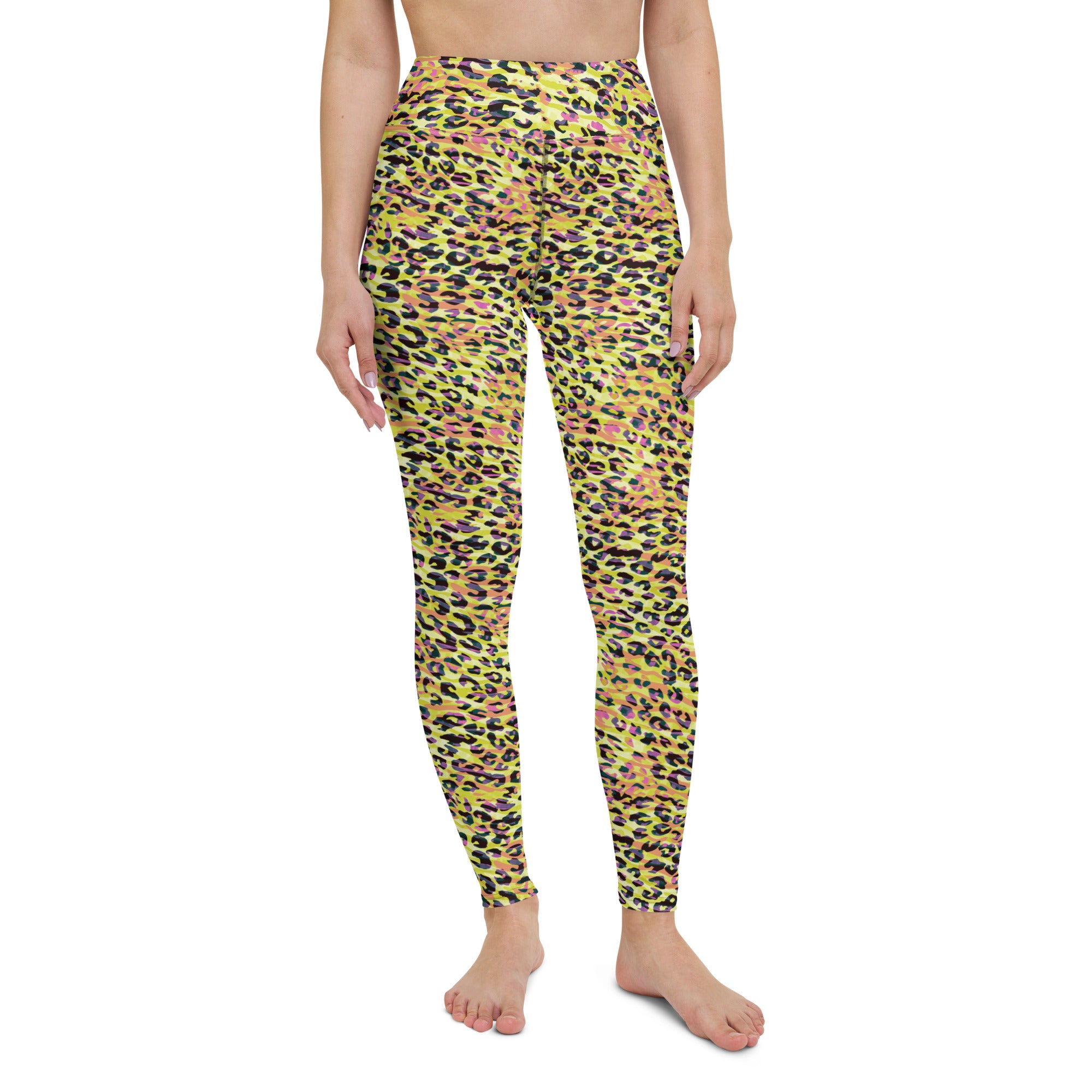 Yoga Leggings-  ZEBRA AND LEOPARD PRINT YELLOW WITH ORANGE