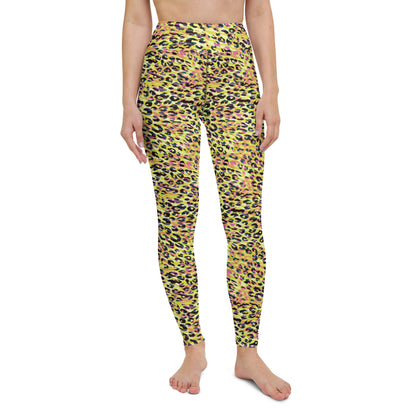Yoga Leggings-  Zebra and Leopard Print Yellow with Orange