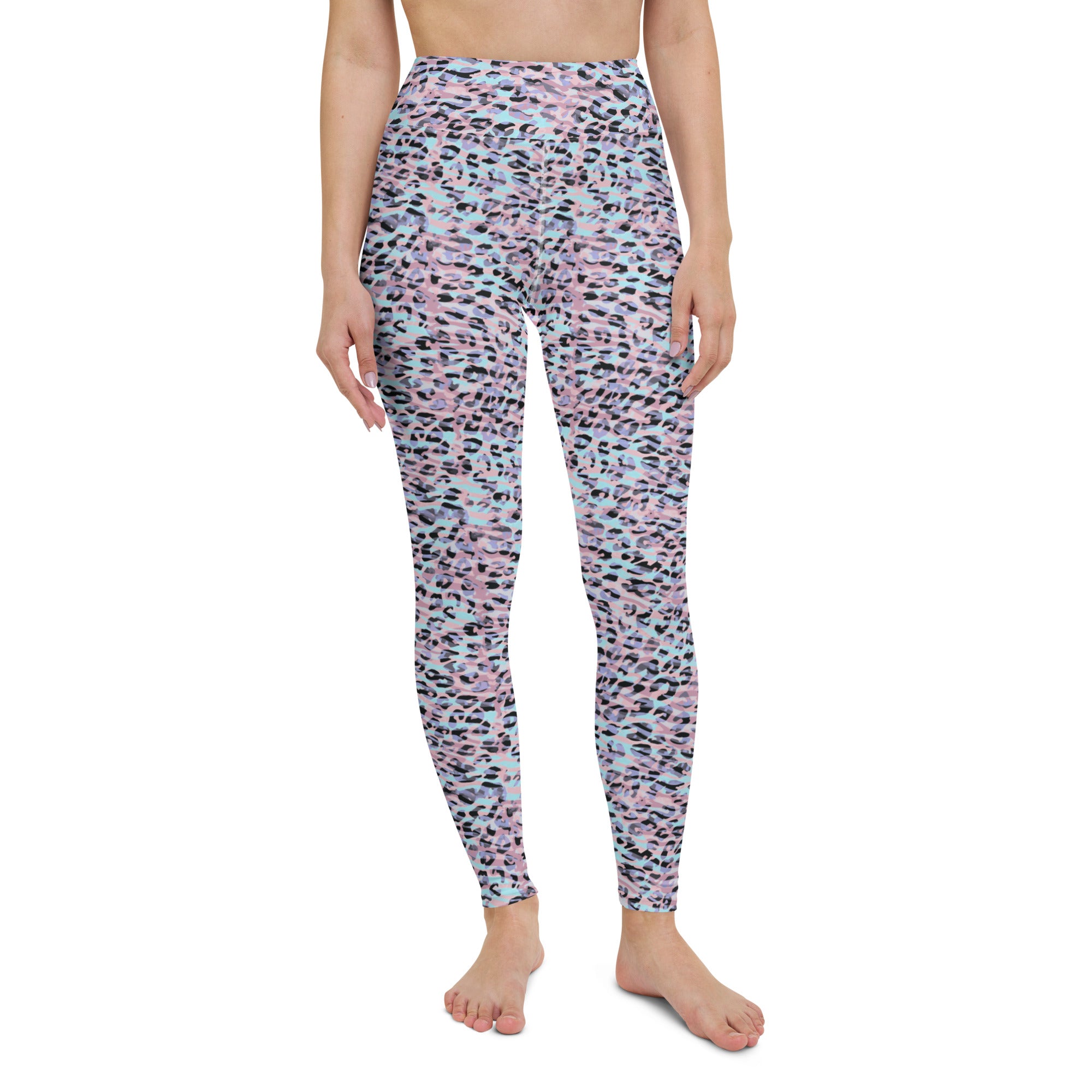 Yoga Leggings- ZEBRA AND LEOPARD PRINT PINK WITH CYAN