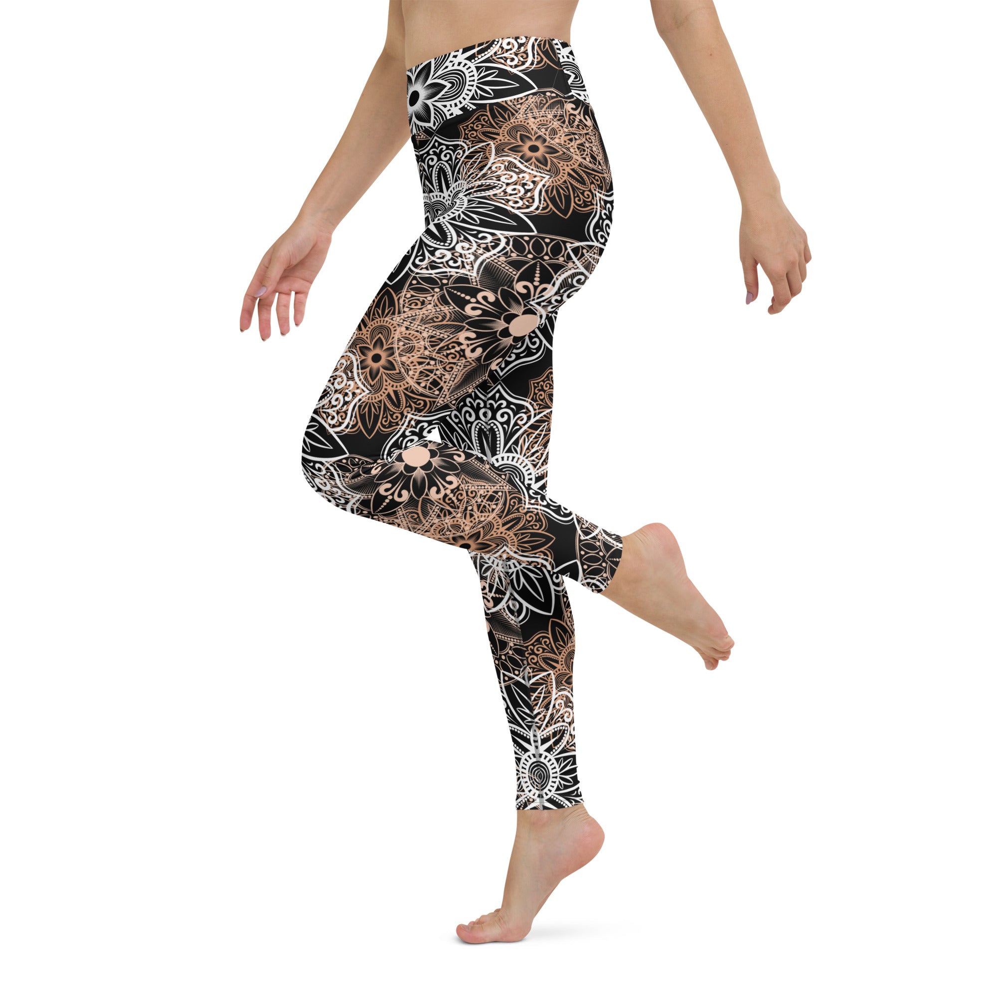 Yoga Leggings- Mandala Brown and Black