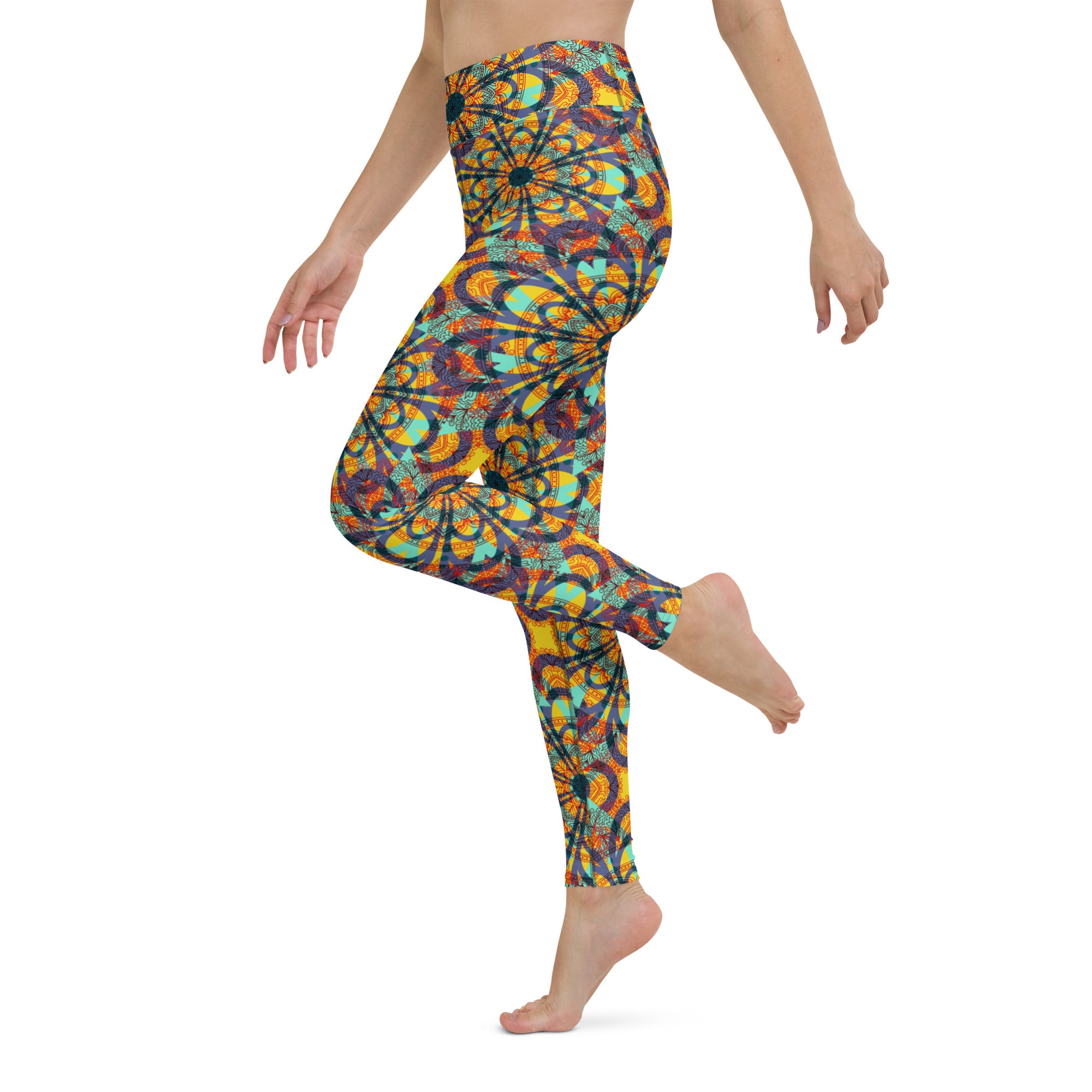 Yoga Leggings- Floral Kaleidoscope Multicolour