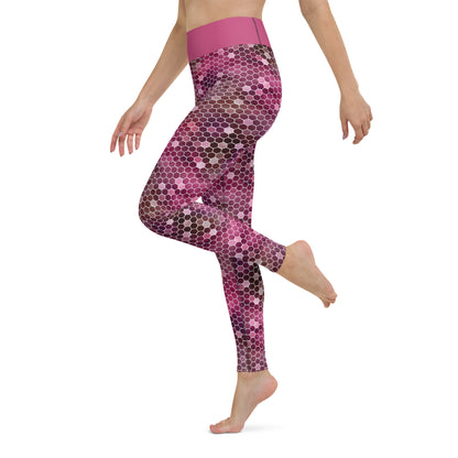 Yoga Leggings- Honeycomb Red