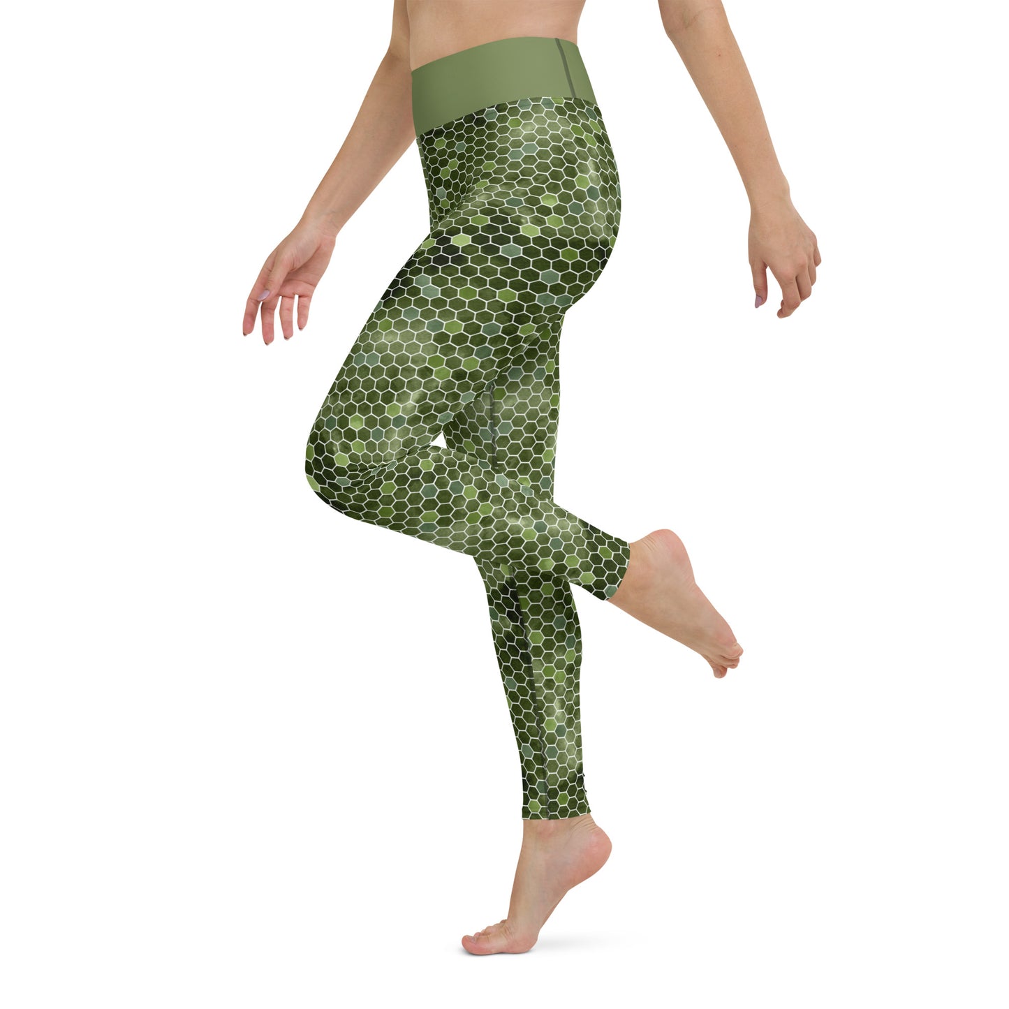 Yoga Leggings- Honeycomb Green