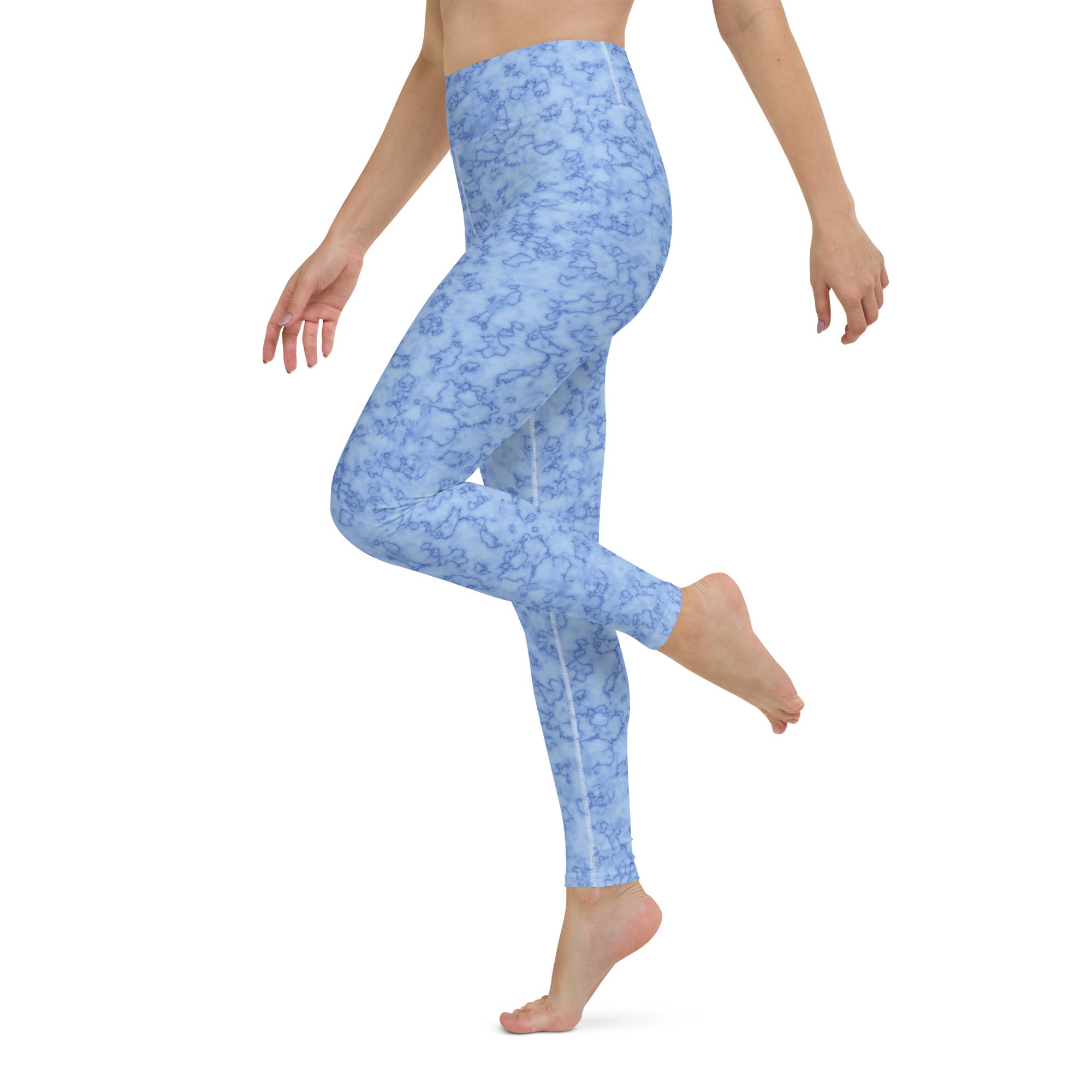 Yoga Leggings- Marble Light Blue