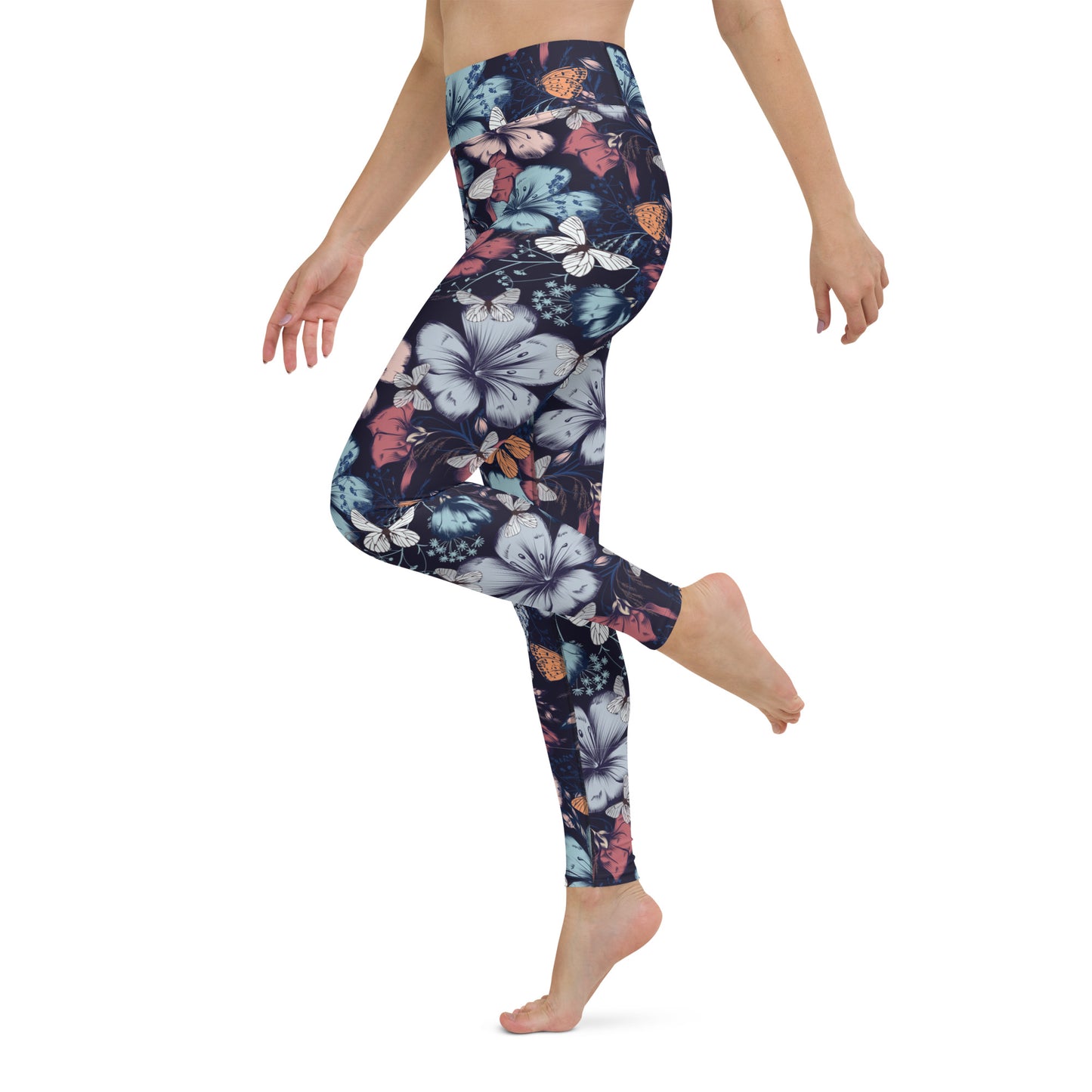 Yoga Leggings- Butterfly garden Vintage Style