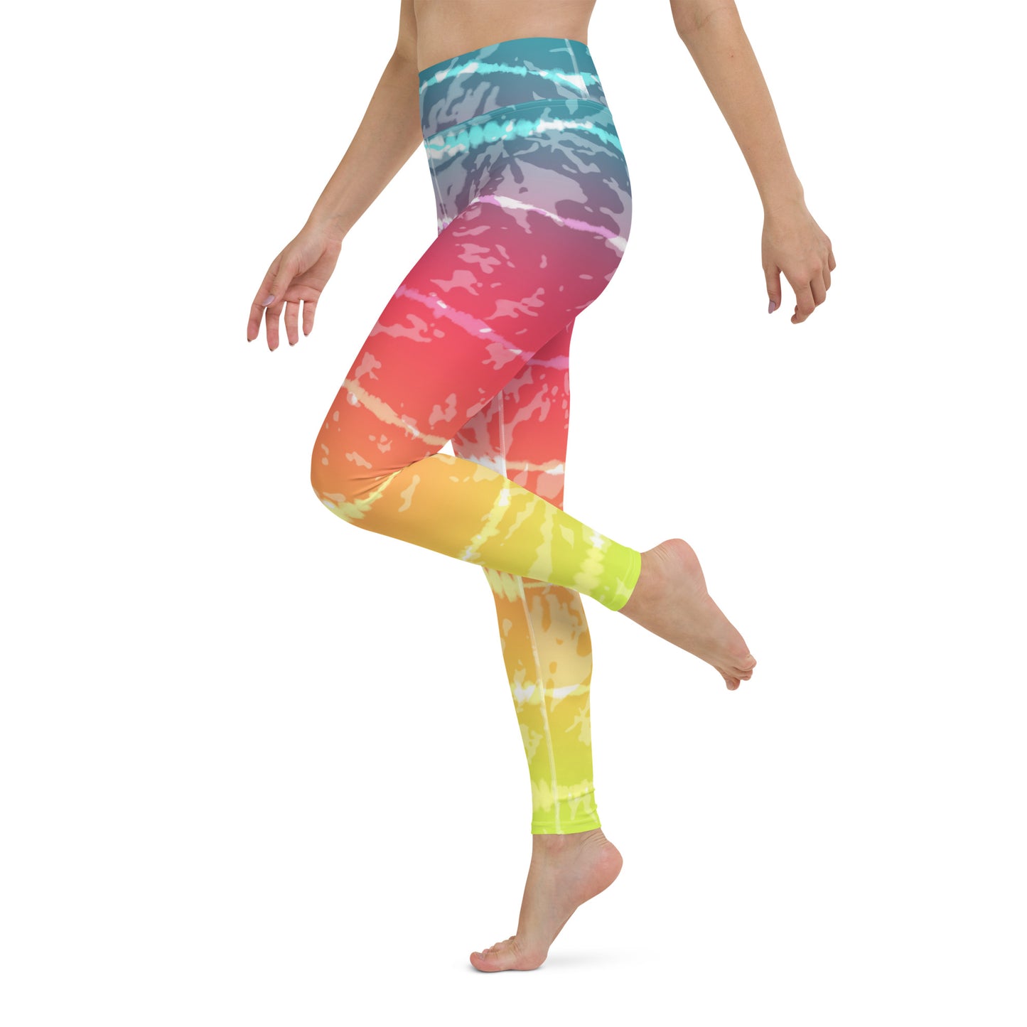 Yoga Leggings- Tie Dye Multicolour Stripes