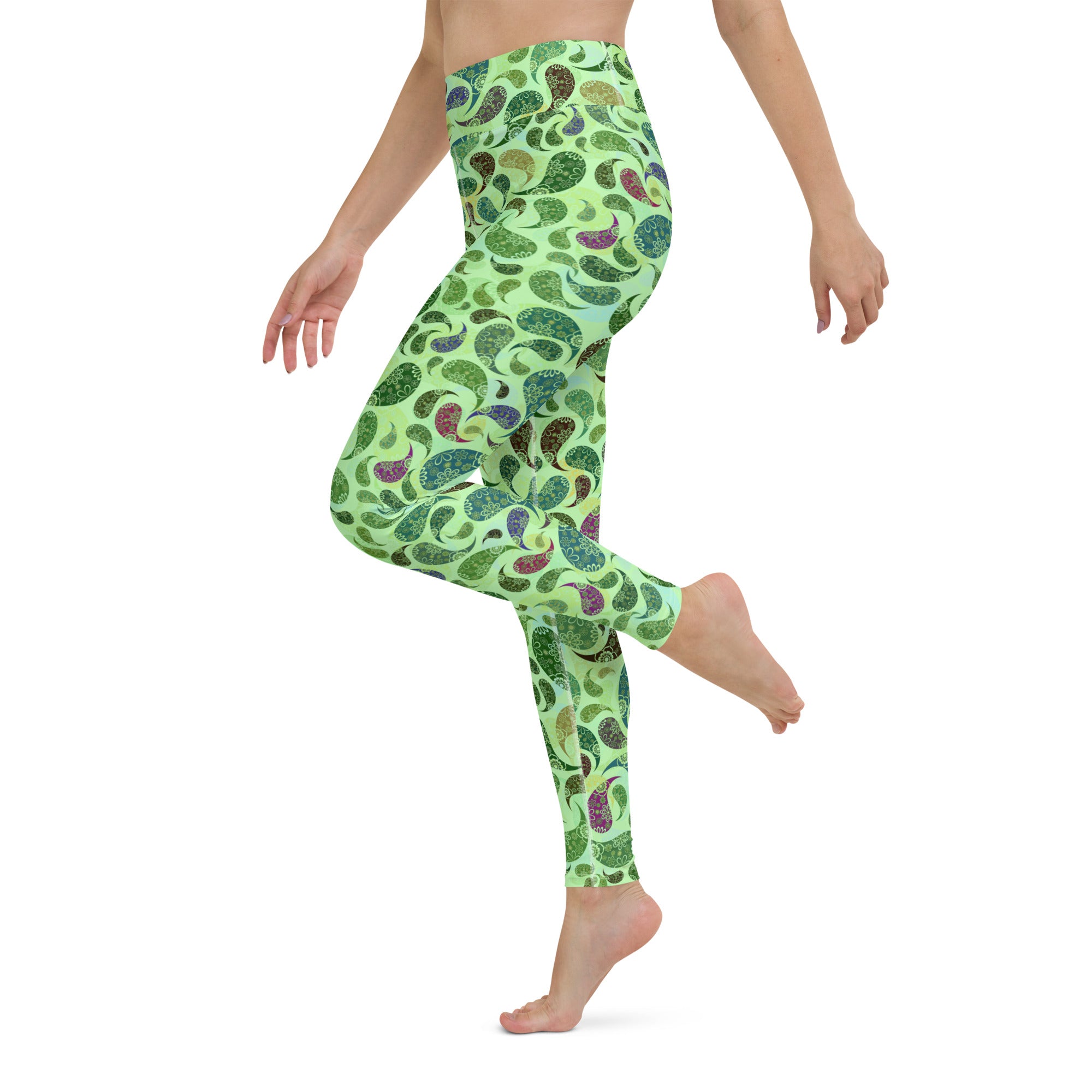 Yoga Leggings- Paisley Green