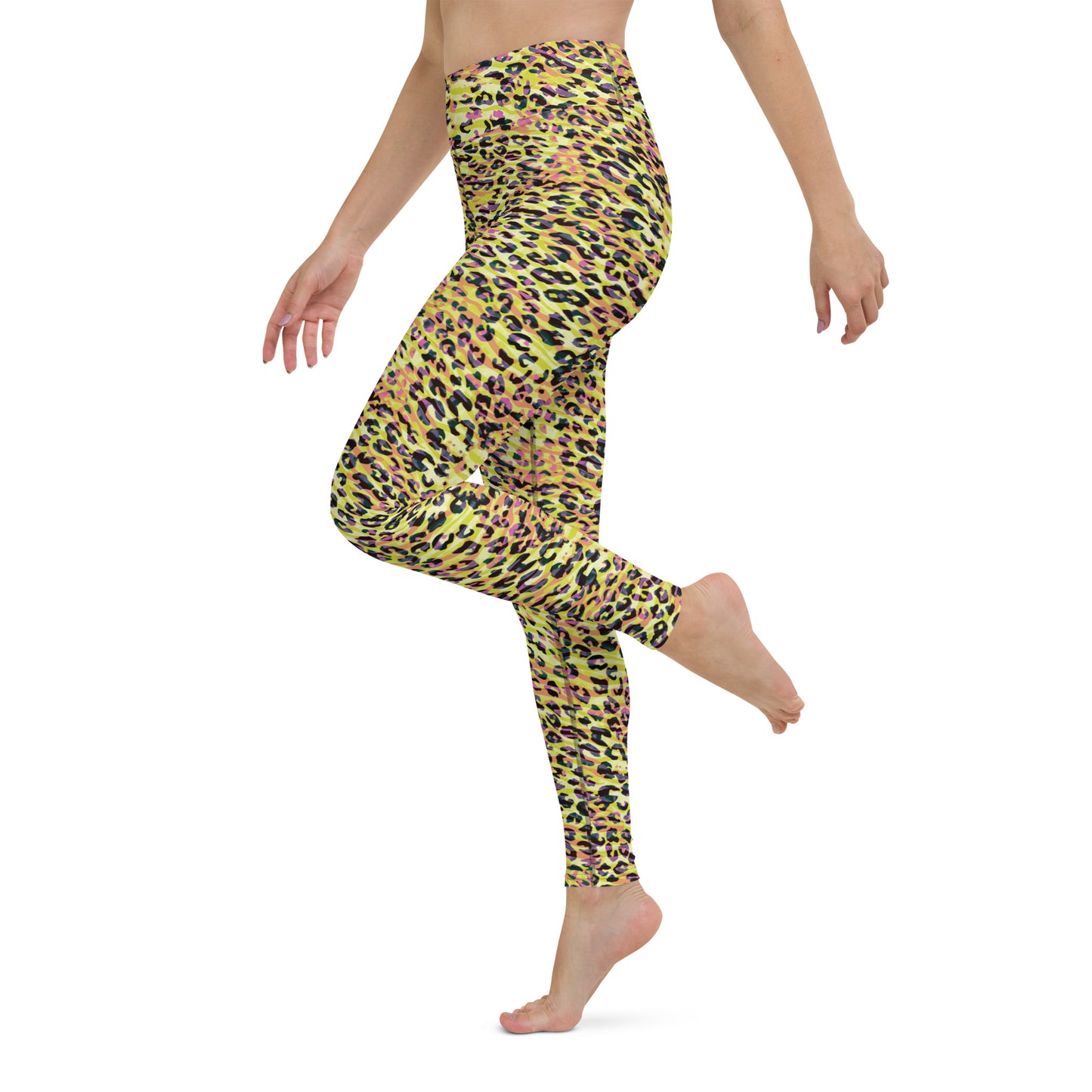 Yoga Leggings-  Zebra and Leopard Print Yellow with Orange